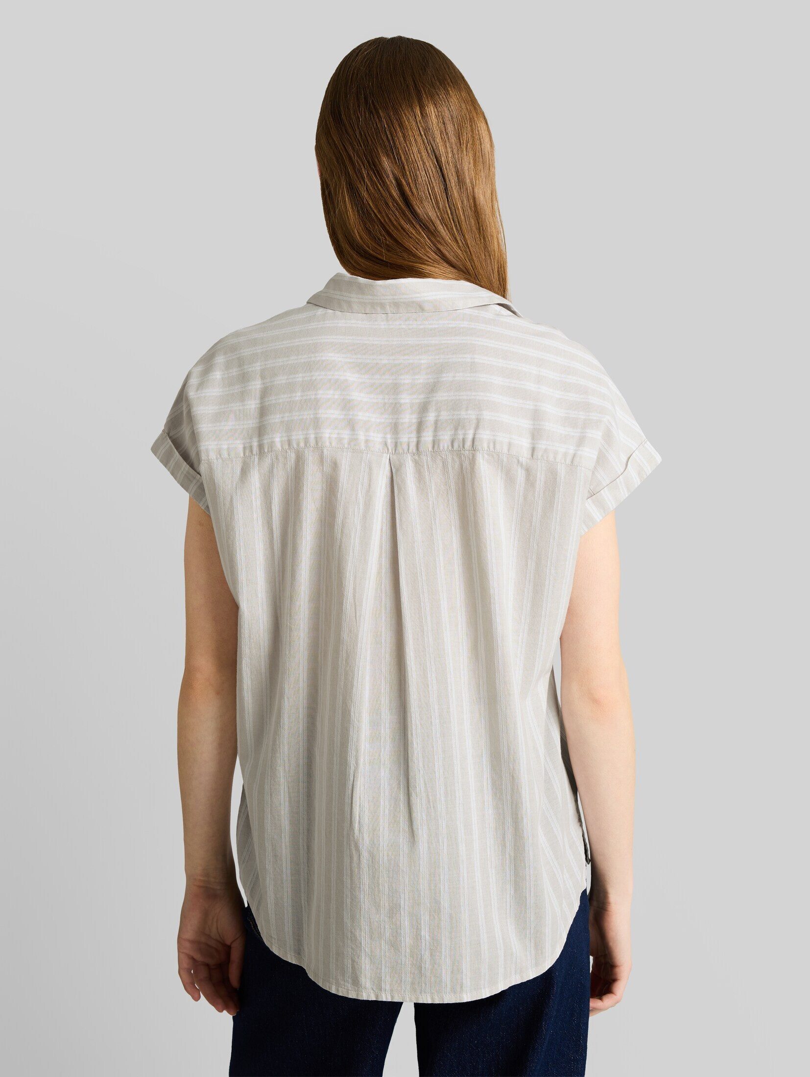 TOM TAILOR Denim Kurzarmbluse Blusen & Shirts Bluse mit Streifenmuster