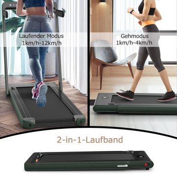 COSTWAY Laufband 2 in 1 klappbar Heimtrainer, LED, mit APP, 1 - 12 km/h