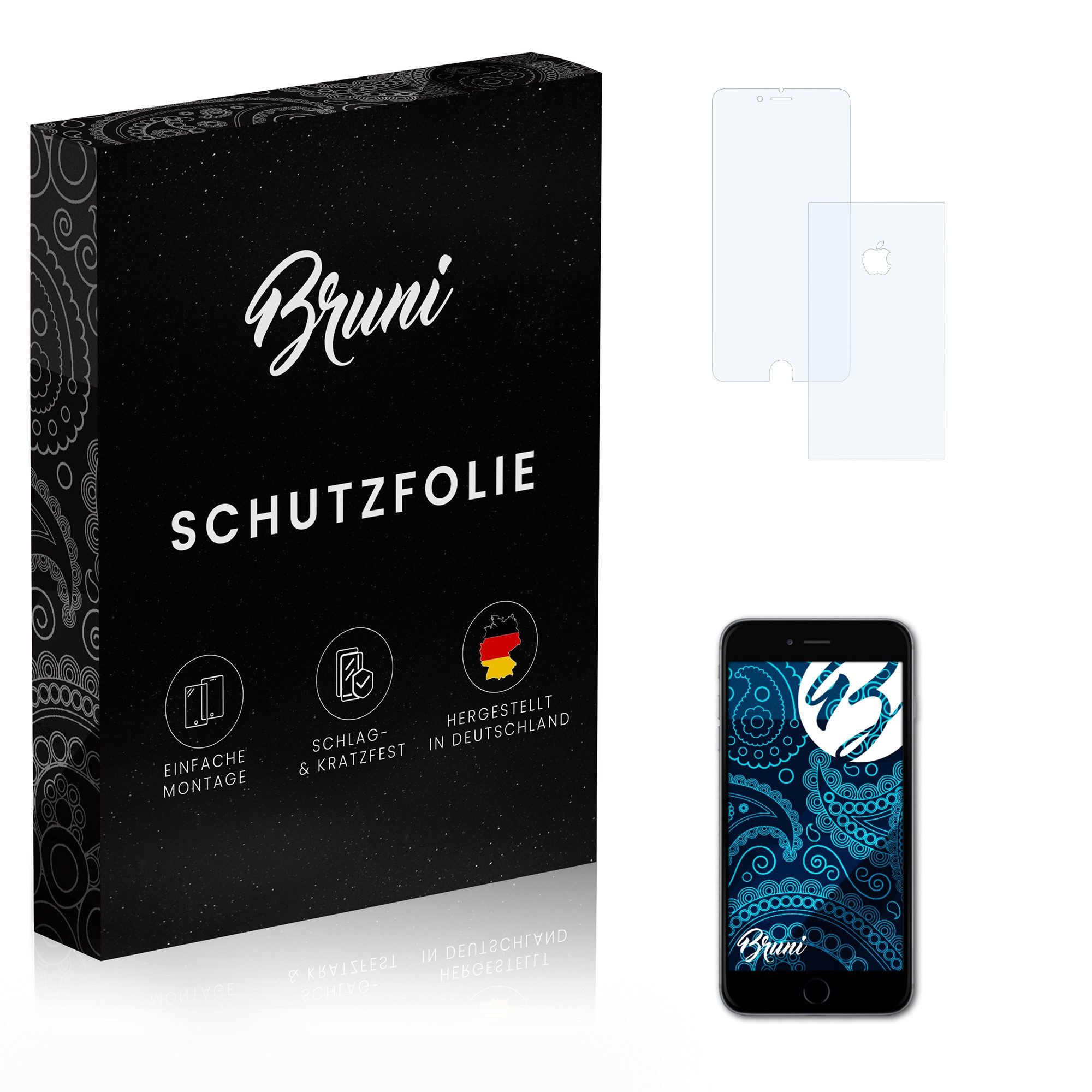 Bruni Schutzfolie Glasklare Displayschutzfolie für iPhone 6S Plus, (2er Set), praktisch unsichtbar