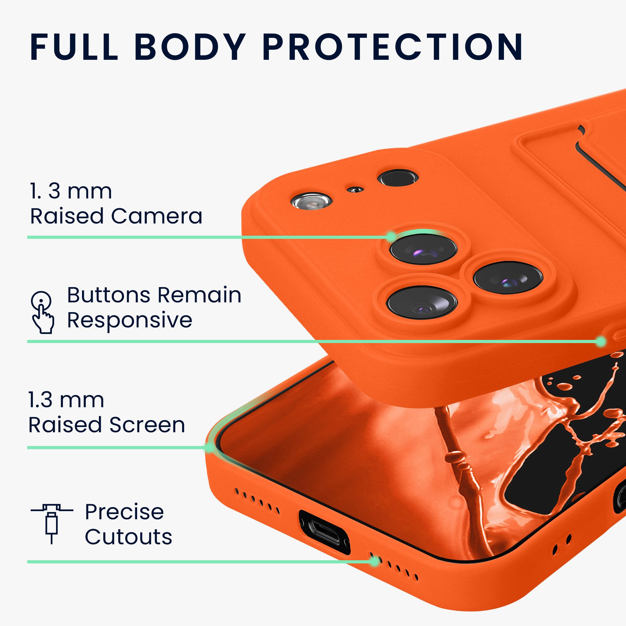 kwmobile Smartphone-Hülle Cord Tasche kompatibel mit Apple iPhone 18 Pro Max / iPhone 17 Pro Max, Case Schutztasche - Innenmaße - mit Reißverschluss - Orange – Bild 4 von 5