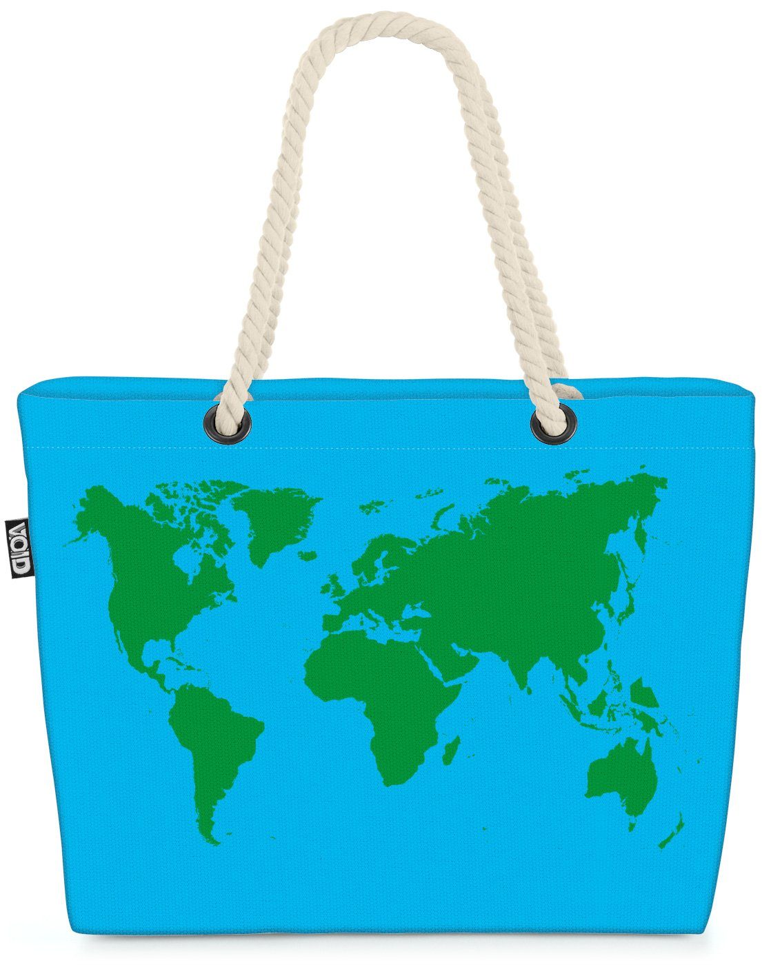VOID Strandtasche (1-tlg), World Map Weltkarte Weltkarte Sheldon big bang Meer Karte Landkarte blau