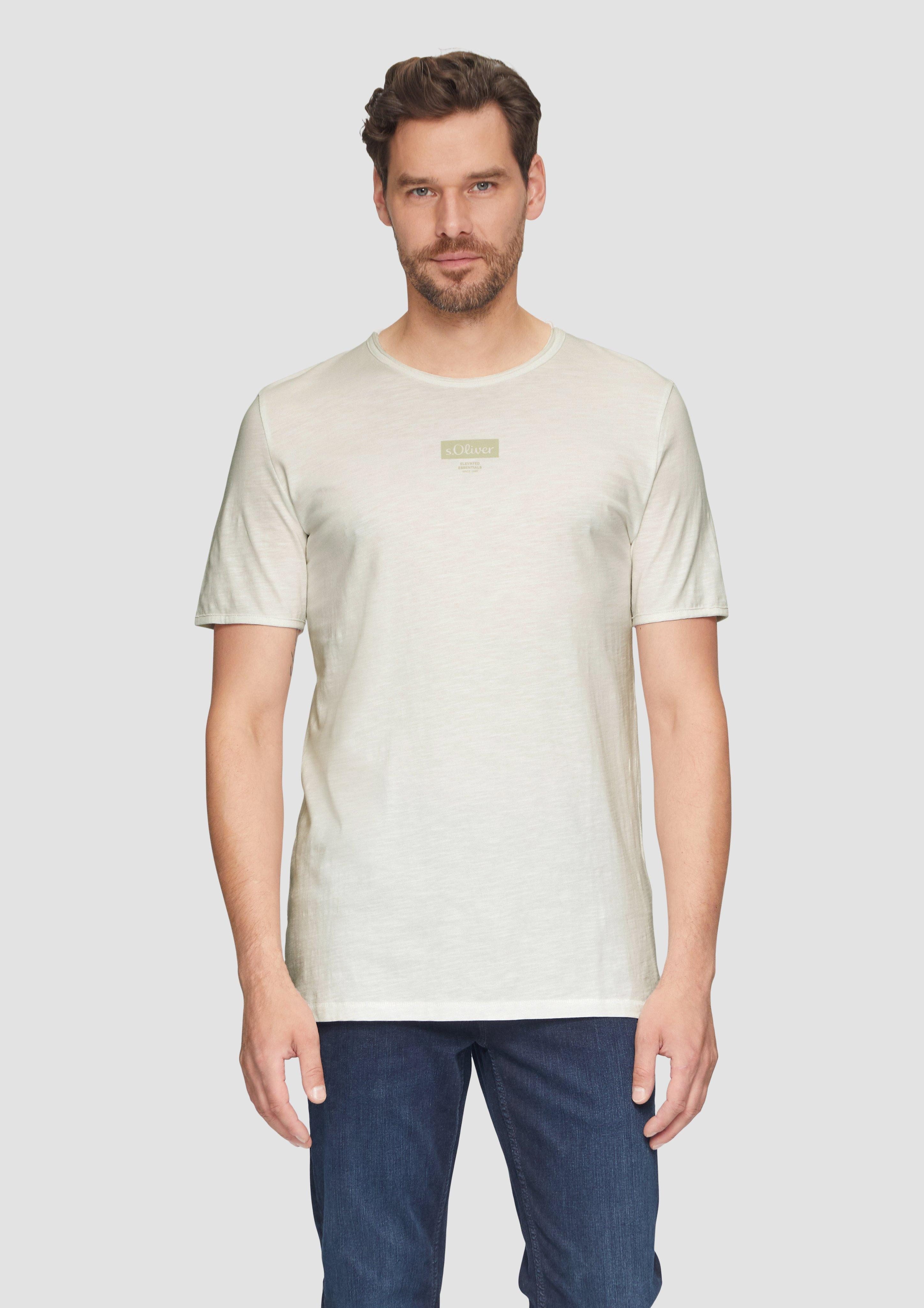 s.Oliver Kurzarmshirt Logo-Shirt mit Rollkante und günstig online kaufen