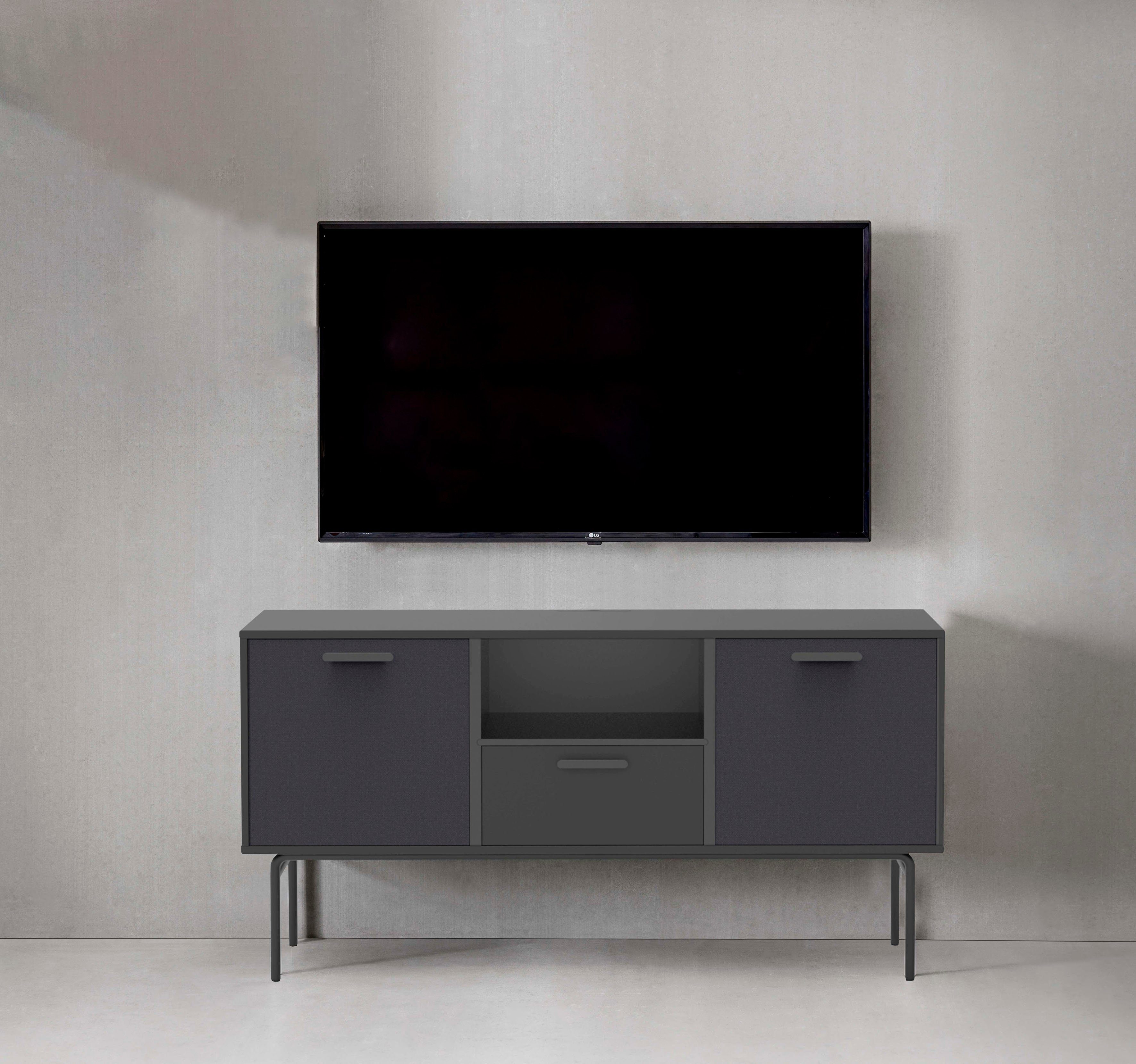 Hammel Furniture Schranktür Keep by mit Stofffront (1 040/041/042 Schwarz St), Signaldurchlässigkeit, für flexible Module optimale Hammel Möbelserie