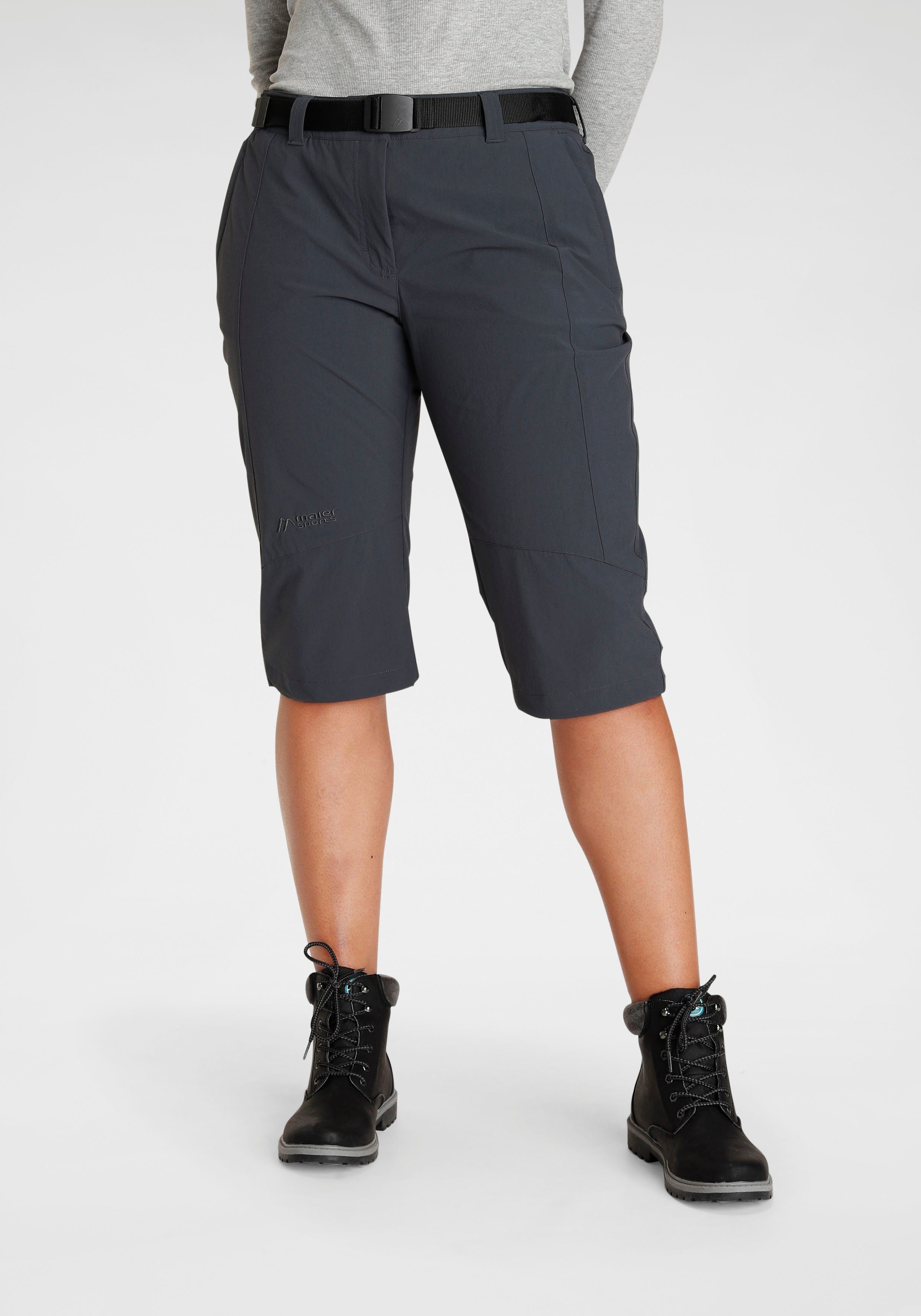 Maier Sports Caprihose (Set, 2-tlg., Gürtel) 4-Wege-Stretch, auch in großen Größen erhältlich anthracite