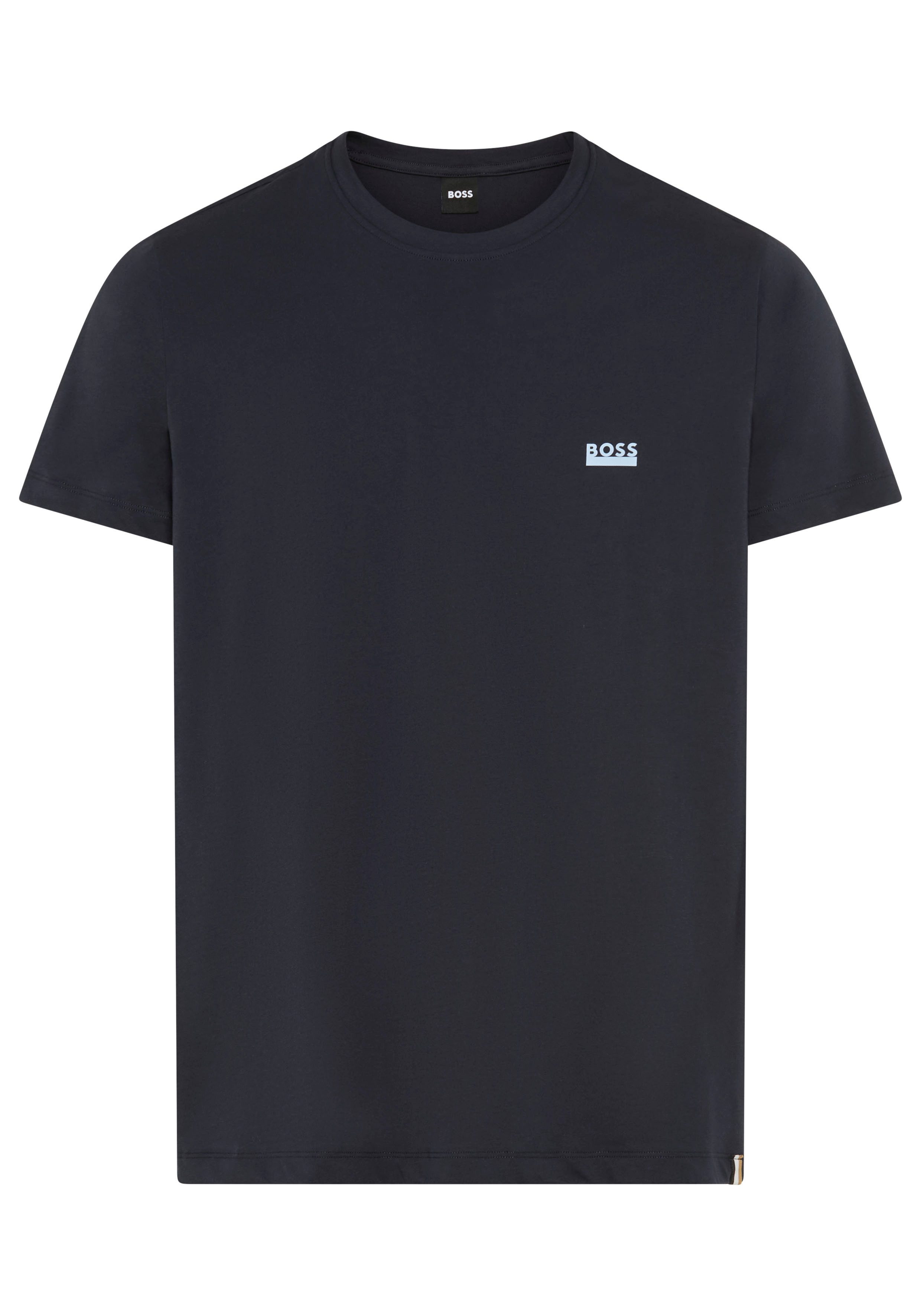 BOSS T-Shirt Rundhals, Jersey, kleines Logo, regular fit günstig online kaufen