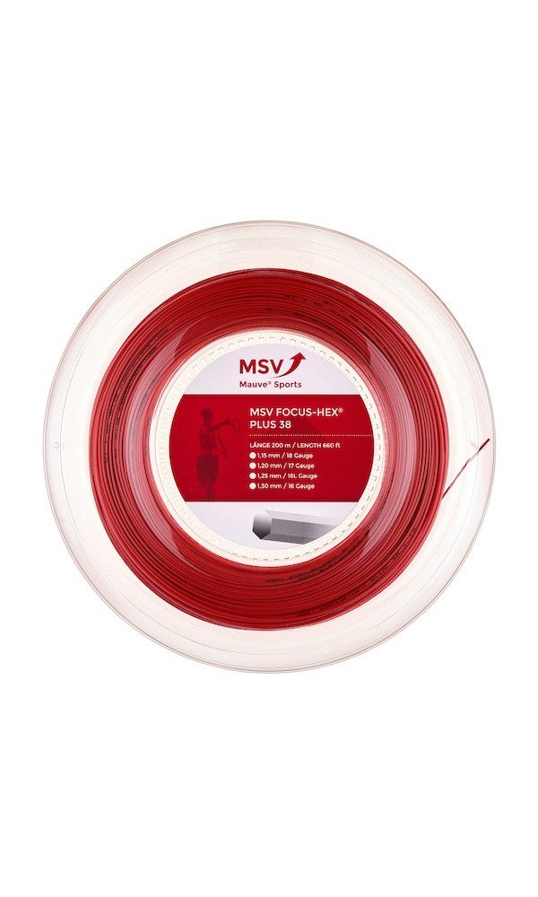 Tennissaite Focus Hex Plus 38 (Haltbarkeit+Spin) rot 200m Rolle