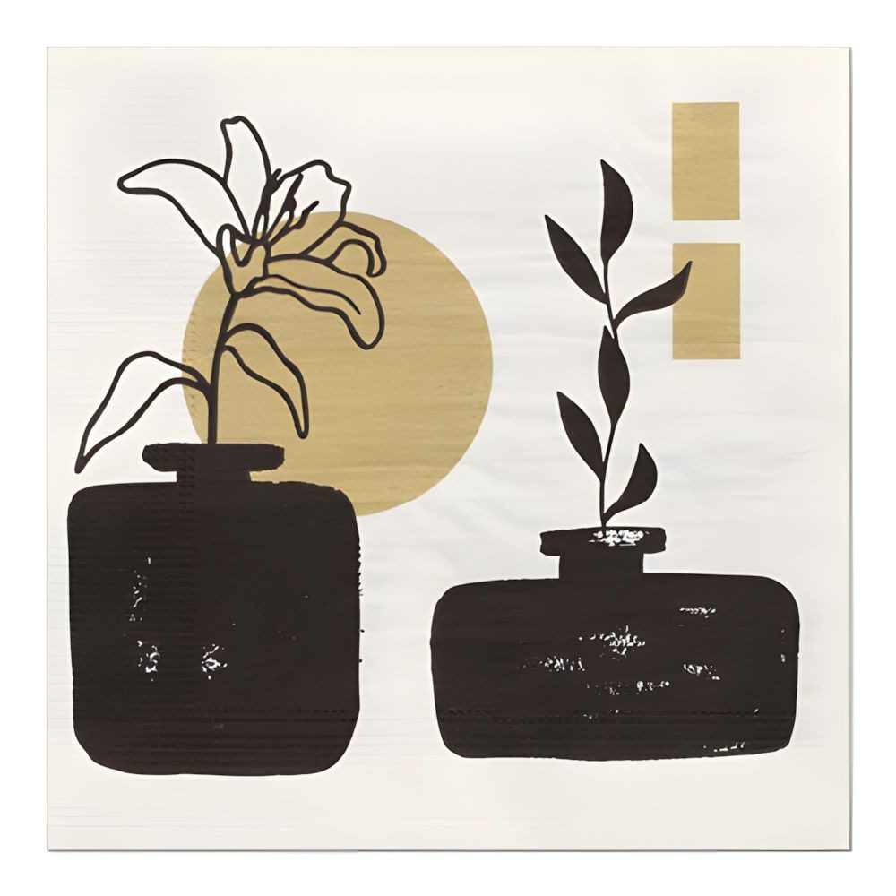 PAPSTAR Papierserviette Servietten, 3-lagig 1/4-Falz 33 cm x 33 cm gold Modern Vases 200 Stk