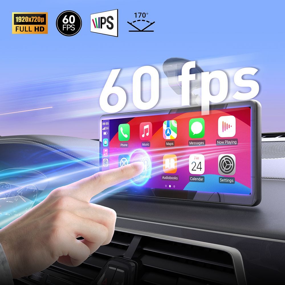 Minix CP89-HD Portable Wireless CarPlay/ Android Auto Display Navigationsgerät (60FPS 8.9 Zoll 1920*720 IPS Touchscreen, Magnetische Ansaugung)