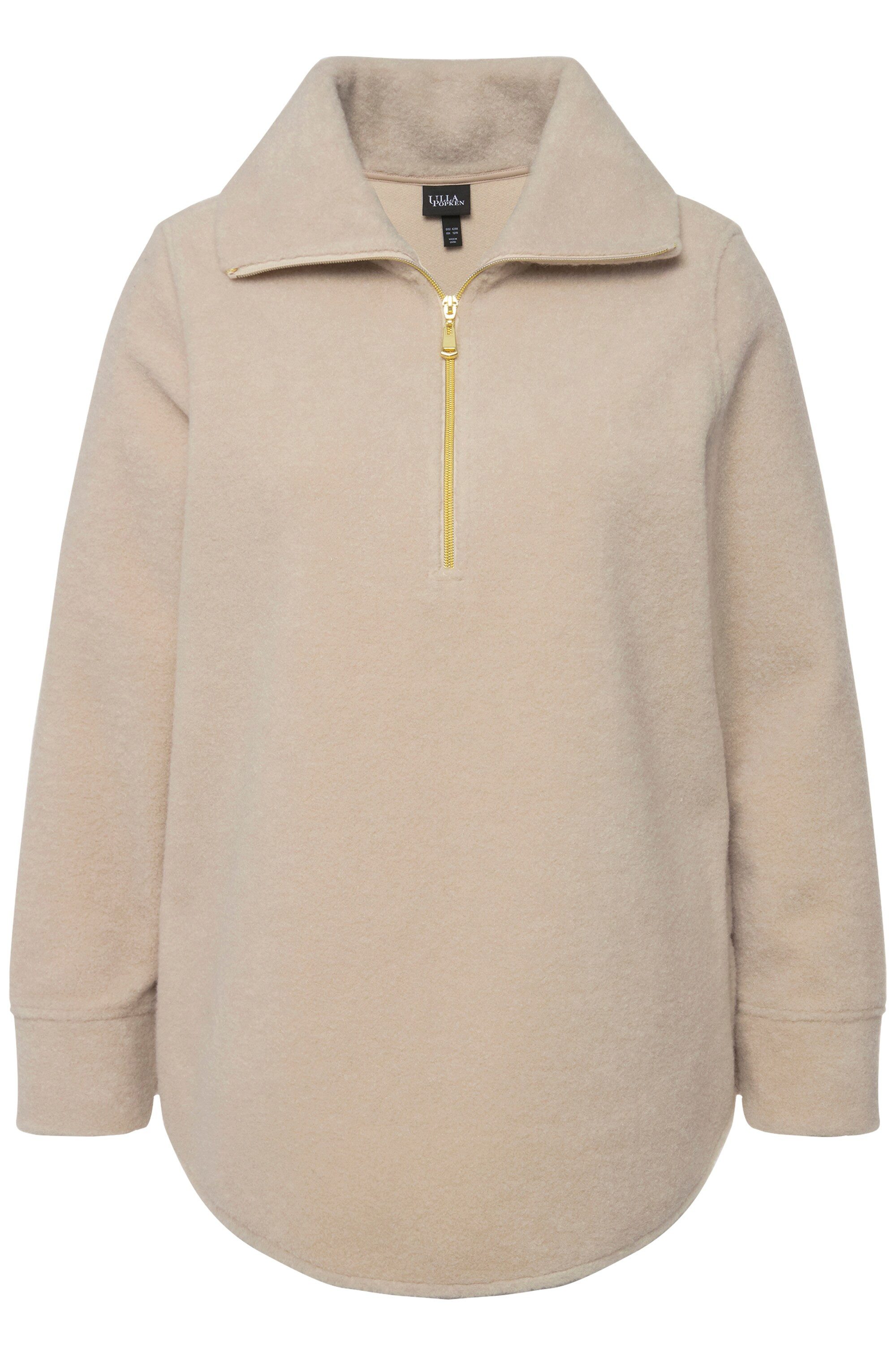 Ulla Popken Sweatshirt Fleeceshirt A-Linie Stehkragen günstig online kaufen