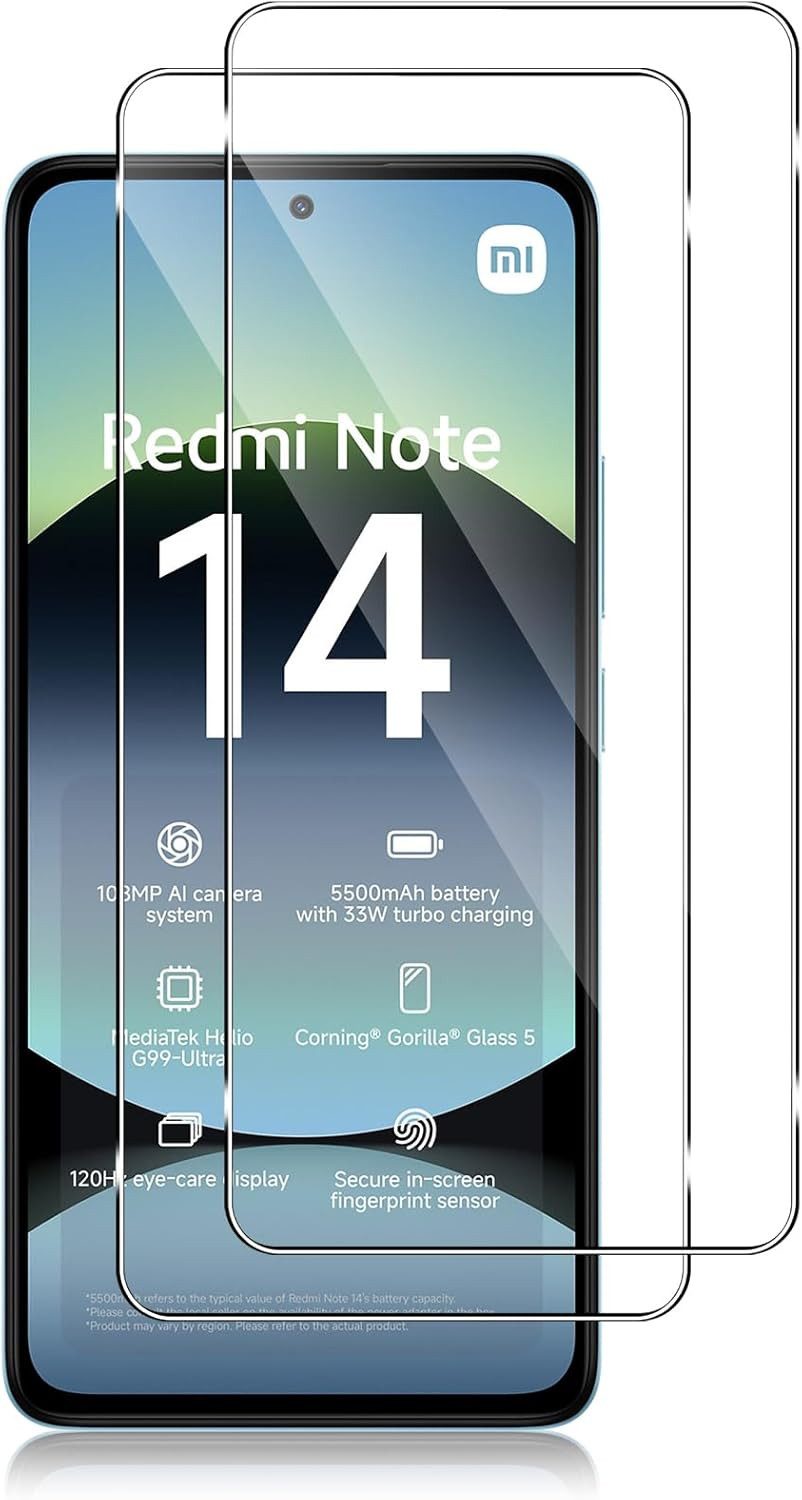 MSM Displayschutzglas 2X Schutzglas für Xiaomi Redmi Note 14 4G / 5G Panzerfolie 9H