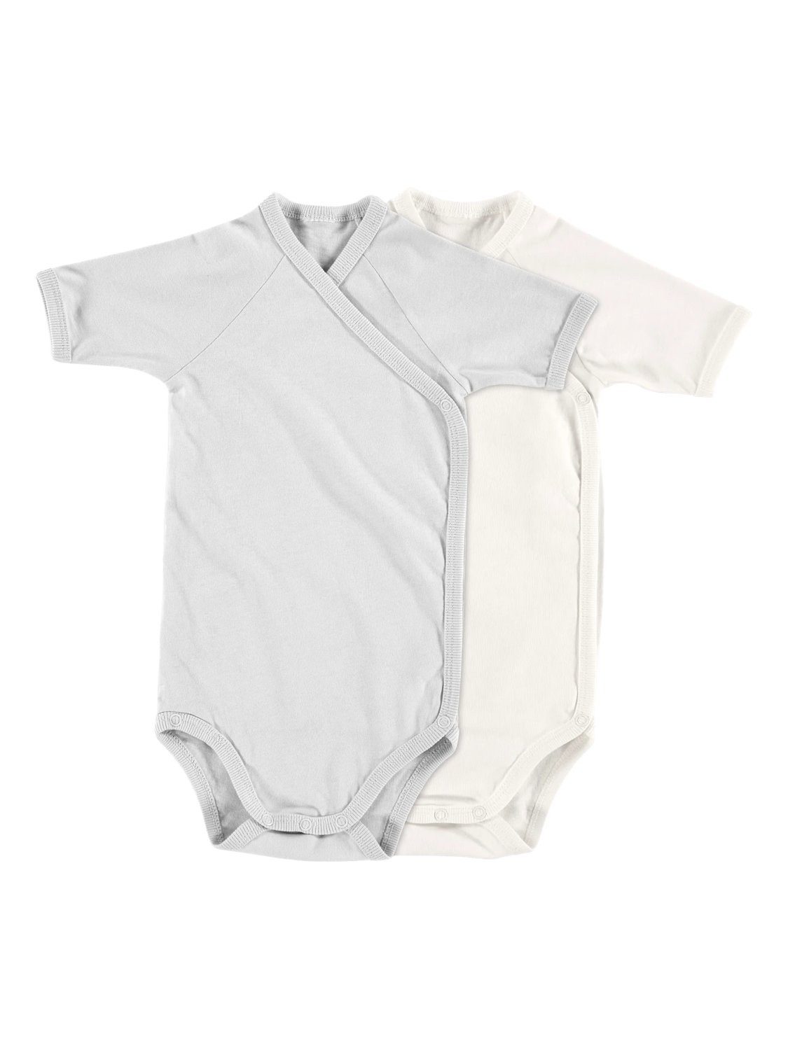 Alvi® Wickelbody Baby Bodys 2er Kurzarm (2-tlg) praktische Druckknöpfe