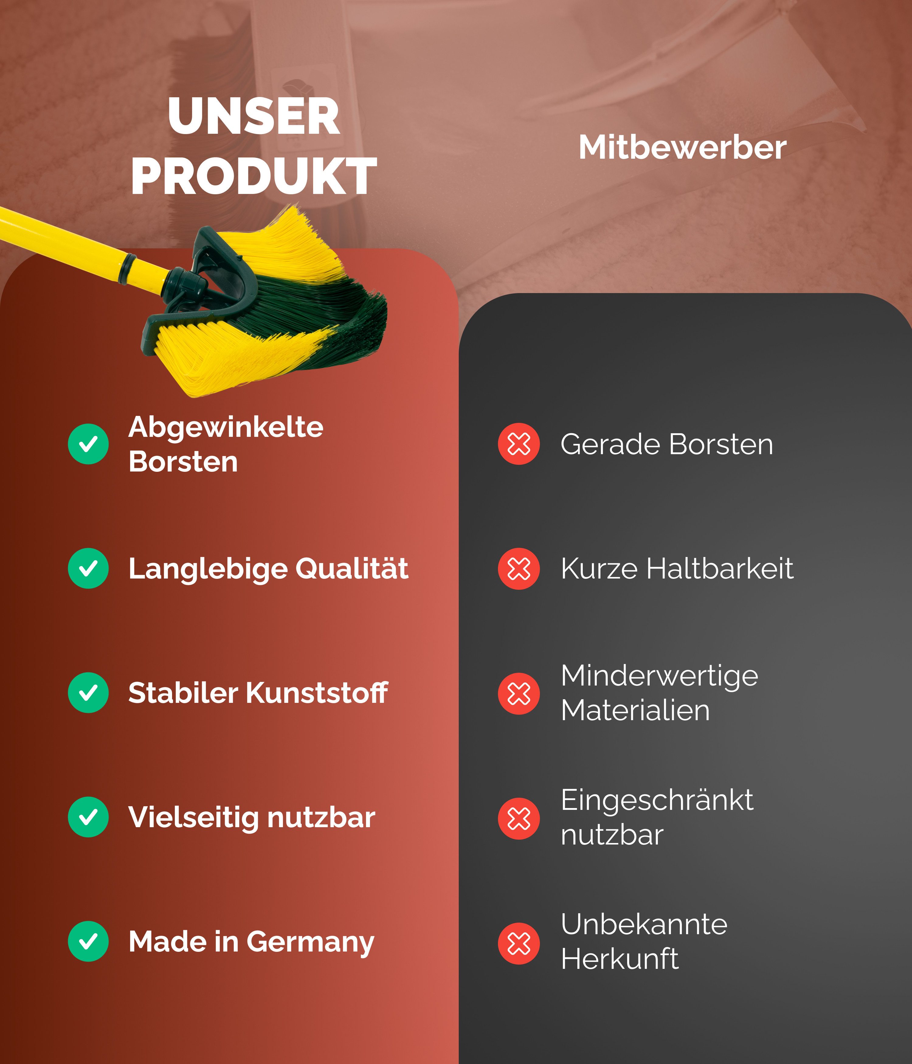Fritze® Reinigungsbürste Krallen-Eckenbesen, für schwer erreichbare Stellen innen und außen, Innovativer Eckenbesen für verwinkelte Bereiche – Bild 2 von 4