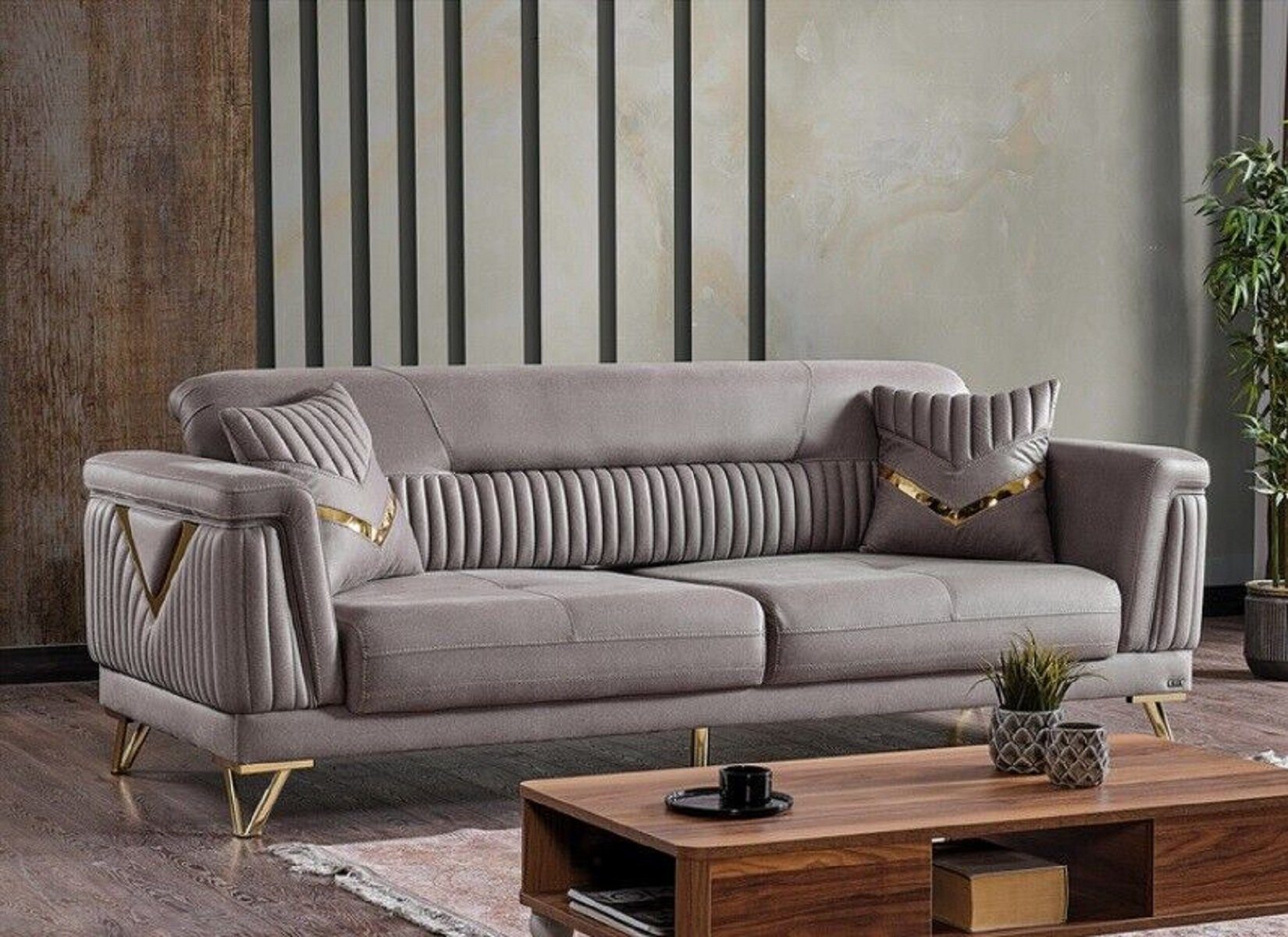 JVmoebel 3-Sitzer Sofa Couch Polster 3 Sitzer Textil Sofas Couchen Wohnzimmer Luxus Sofa, 1 Teile, Made in Europa