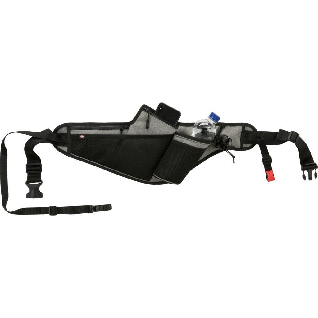 TRIXIE Joggingleine Jogginggurt mit Leine - grau/schwarz - Gurt: 70–130 cm/23 cm, Leine:, Kunststoff
