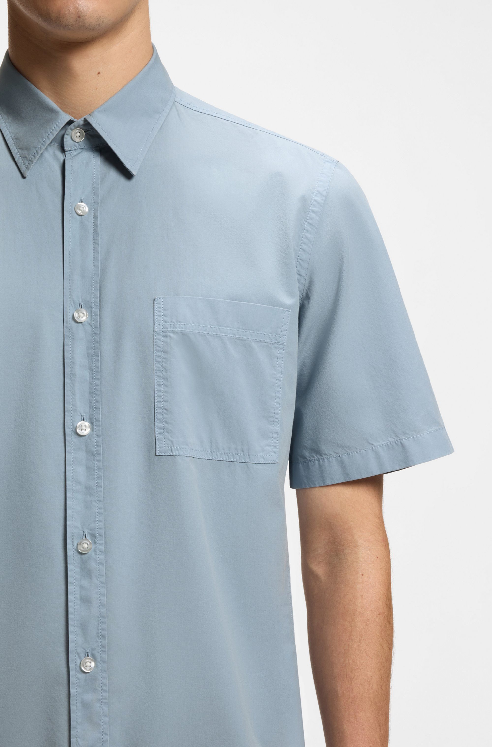 BOSS ORANGE Kurzarmhemd Regular Fit, Kentkragen, Kurzarm