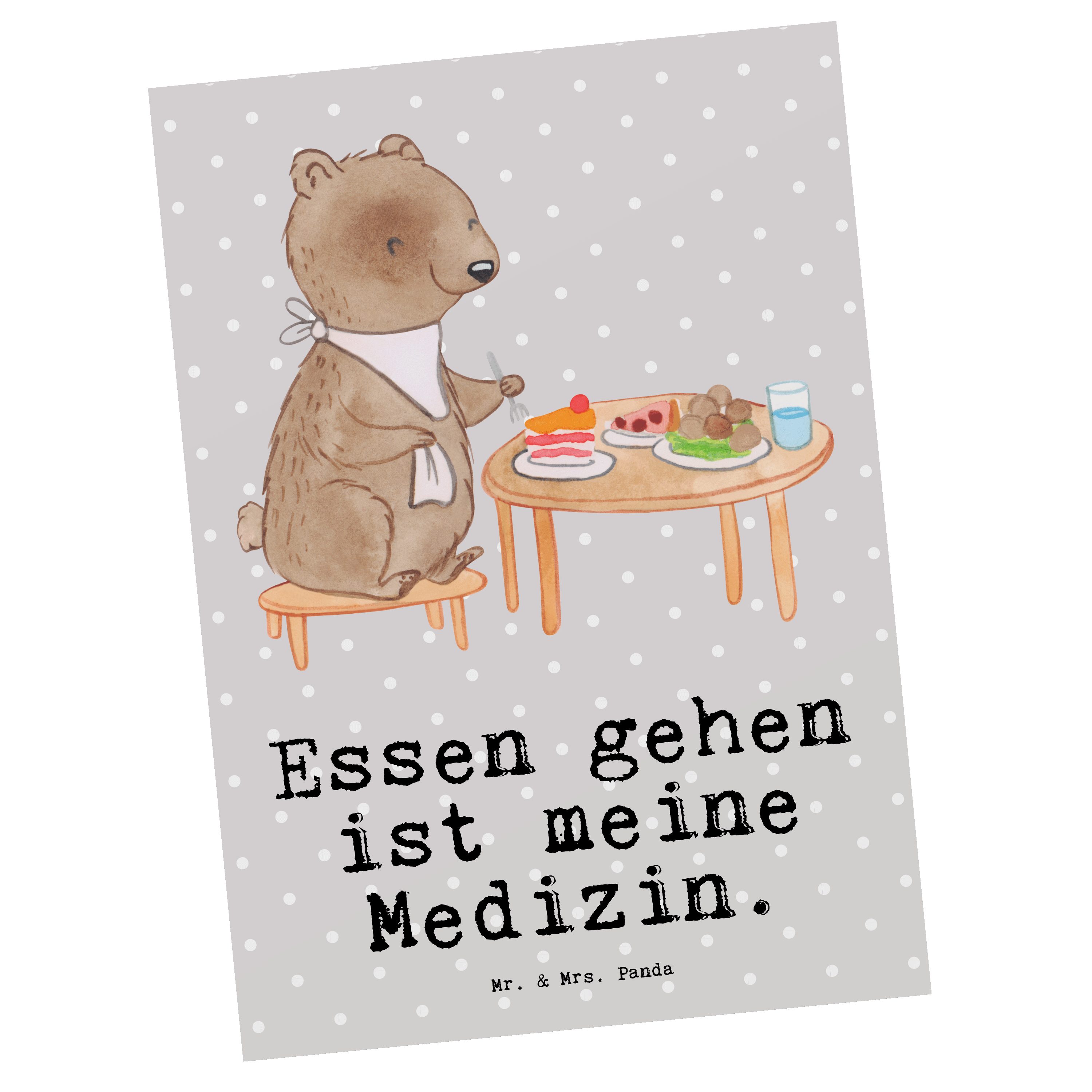 Geschenk, Pastell Mr. Medizin - Panda Karte, Bär Essen Geschenkkar Postkarte & gehen Grau - Mrs.
