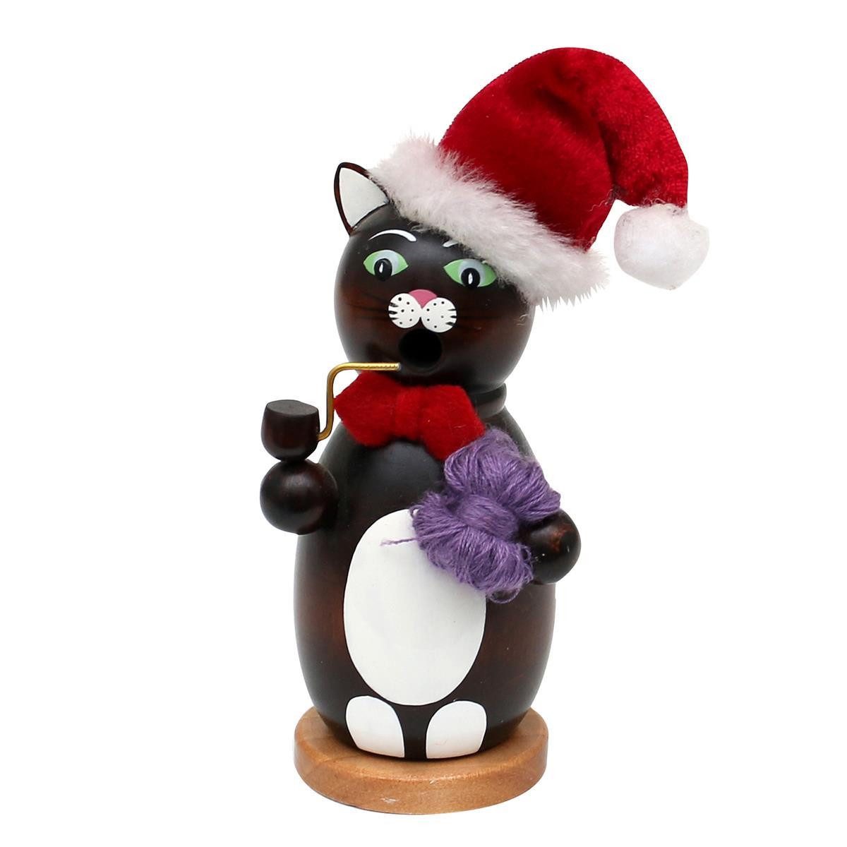Dekohelden24 Räuchermännchen Holz-Räuchermann Katze, in dunkelbraun, ca. 13 cm, (1 St)