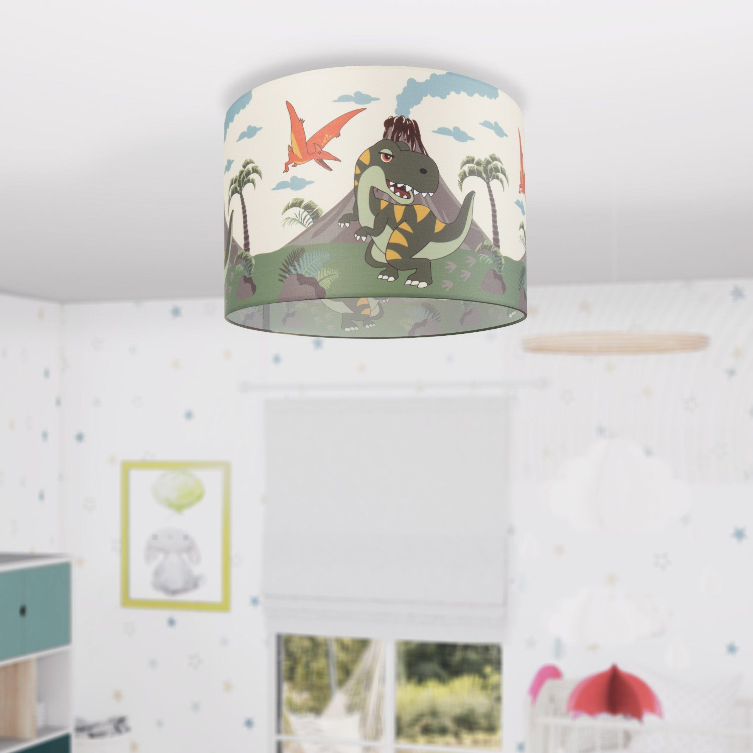 Kinderzimmer Deckenlampe Home 636, Leuchtmittel, Kinderlampe Diamond Dinosaurier, Paco Deckenleuchte LED E27 ohne Lampe