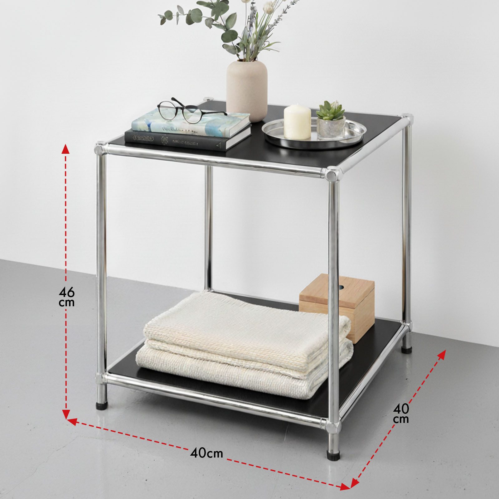 Floordirekt Standregal Concept Epure MK-012 Metallregal, B40 × T40 × H46 cm, diverse Farben, modular, Beistelltisch mit offenen Ablagen, verchromtes Metallgeste – Bild 3 von 5