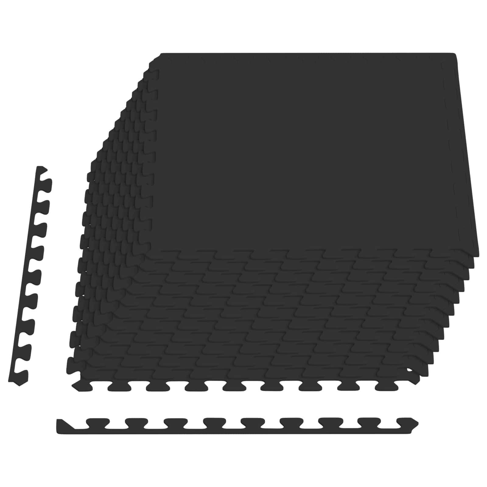 Bodenmatte Fußmatten 12 pcs Schwarz 4,32 m² EVA-Schaum