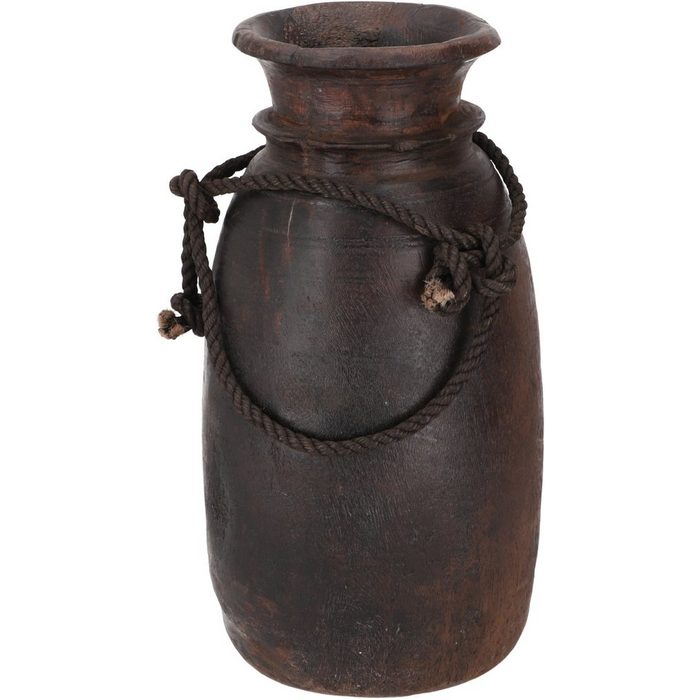 Guru-Shop Dekovase Vintage Holz Vase Krug Rajasthan gedrechselt..
