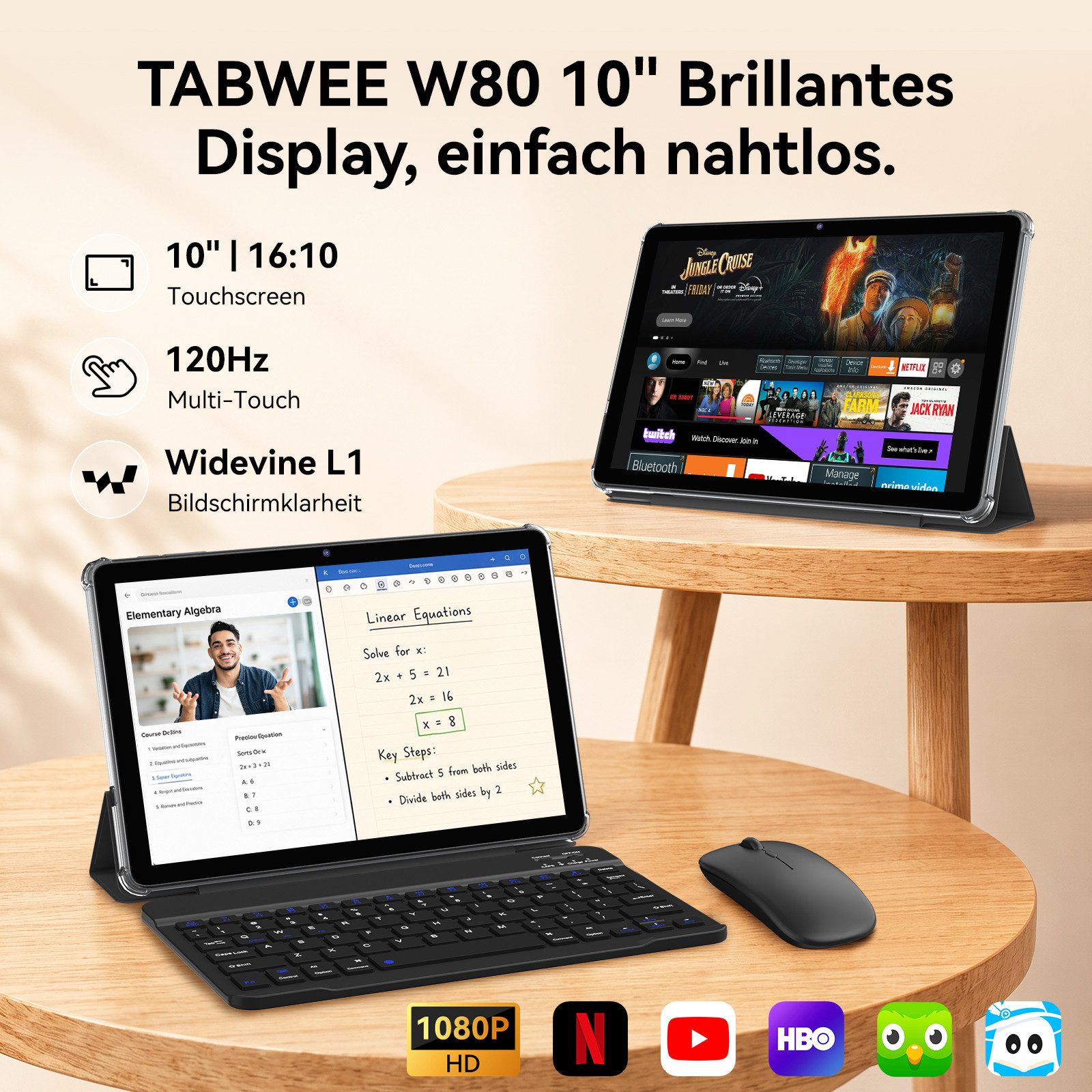 TABWEE KOBONA W80 10" Android 16 4G LTE 5G WiFi Set Tablet (10.1", 128 GB, Android16, 4G(LTE), 6000mAh, Nano SIM-Karte, 16:10-Bildschirm, Gemini AI 4.0) – Bild 5 von 5