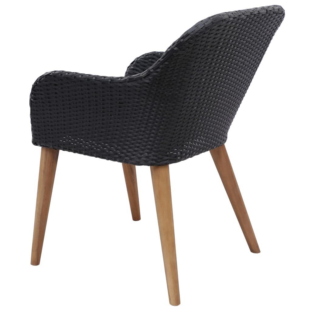 vidaXL Garten-Essgruppe 9-tlg. Garten-Essgruppe Poly Rattan Schwarz, (8-tlg)