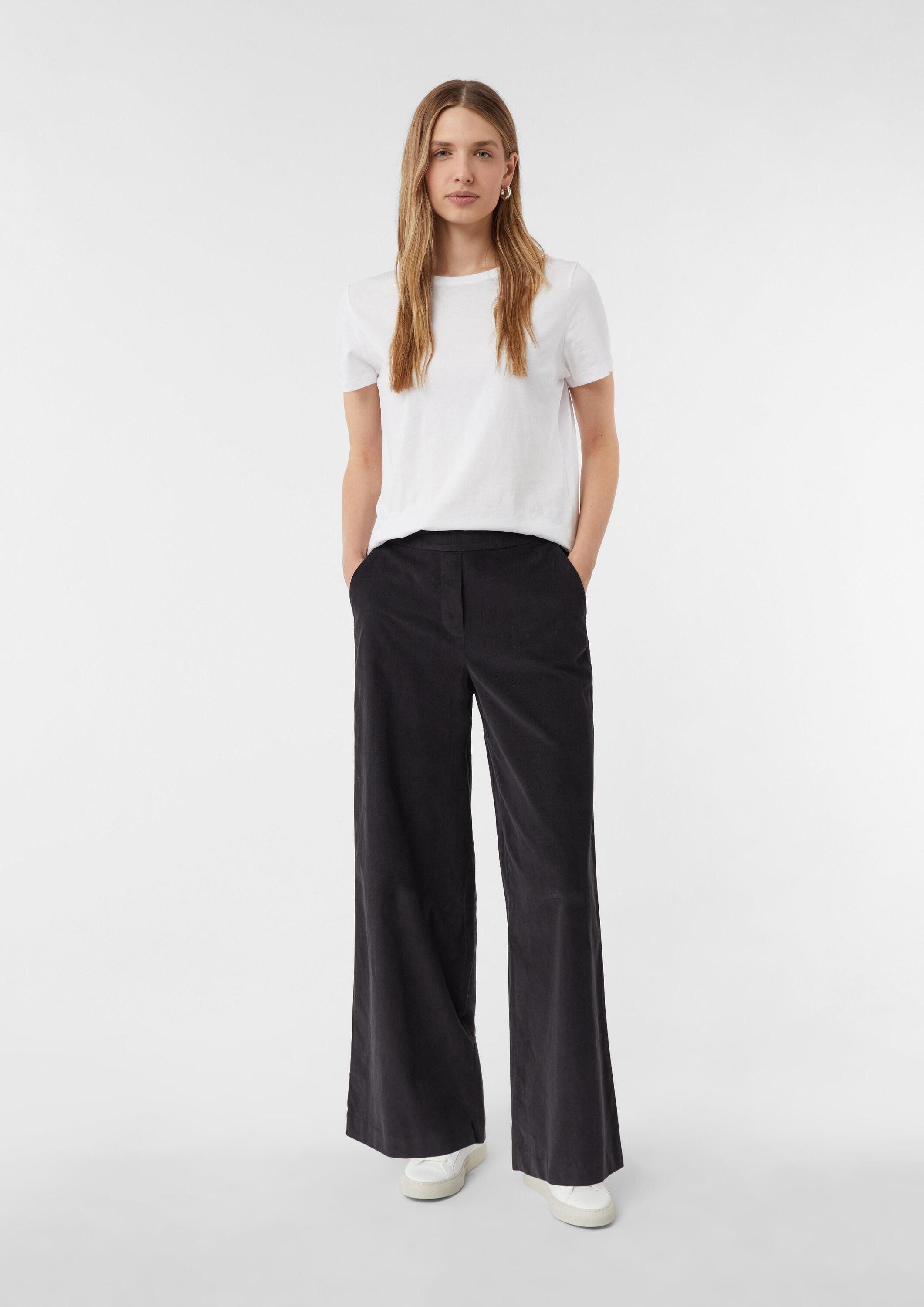 comma Chinos Hose Wide-Leg-Hose aus Feincord mit Elastikbund günstig online kaufen