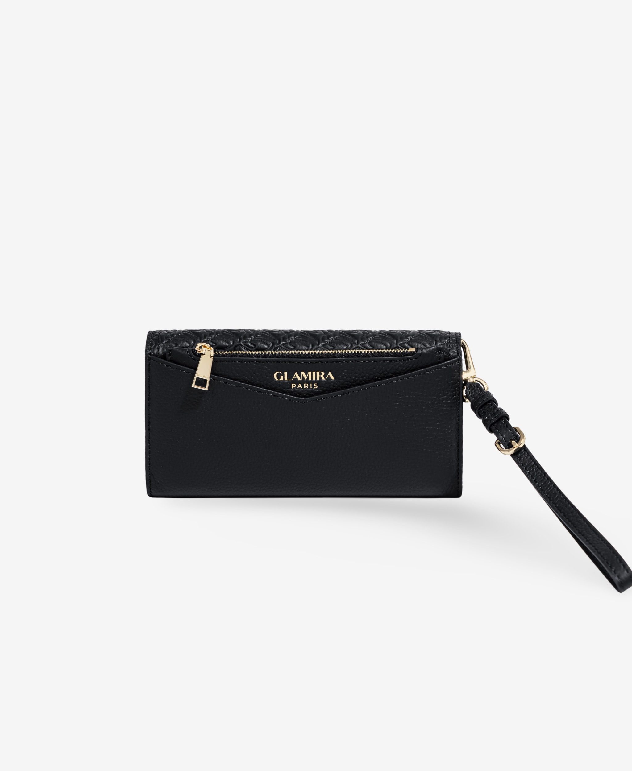 GLAMIRA Handtasche Glamouré Soir Schwarze Geldbörse (1-tlg., mit abnehmbarem Handgelenkband), abnehmbares Handgelenkband