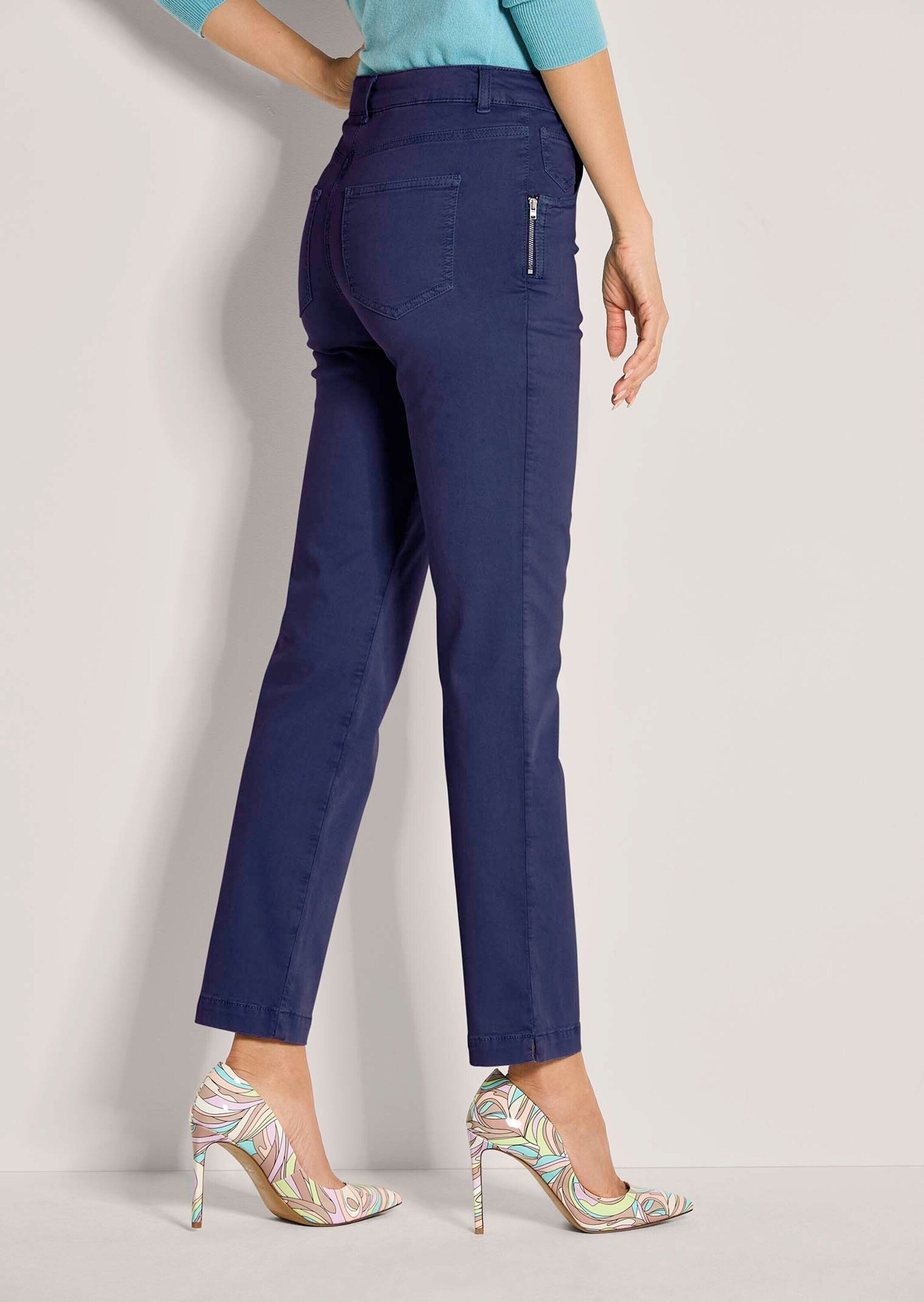 MADELEINE Stoffhose Schlanke Five-Pocket mit Stretch-Komfort Mid Waist Hose in schlanker Form mit Zier-Reißverschluss, Formbund