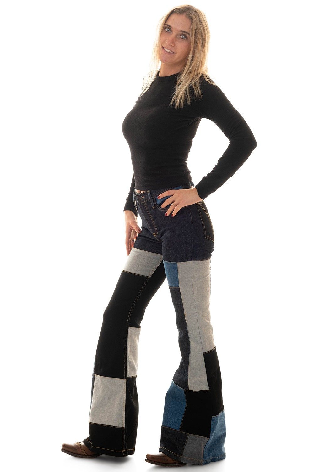 Comycom Schlagjeans Damen Patchwork STAR SECRET RELOADED