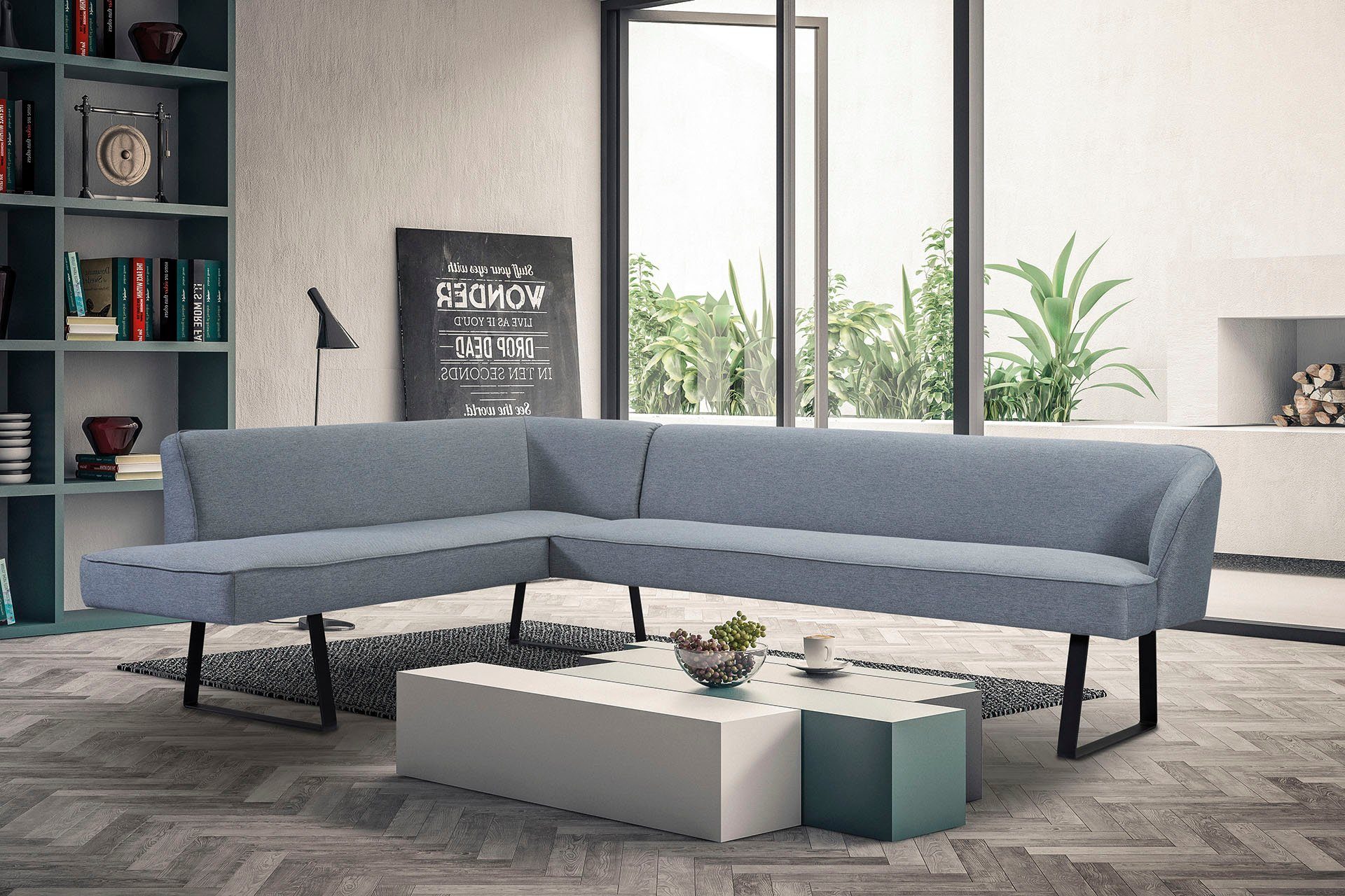 exxpo - sofa fashion Eckbank Americano, mit Keder und Metallfüßen, Bezug in verschiedenen Qualitäten