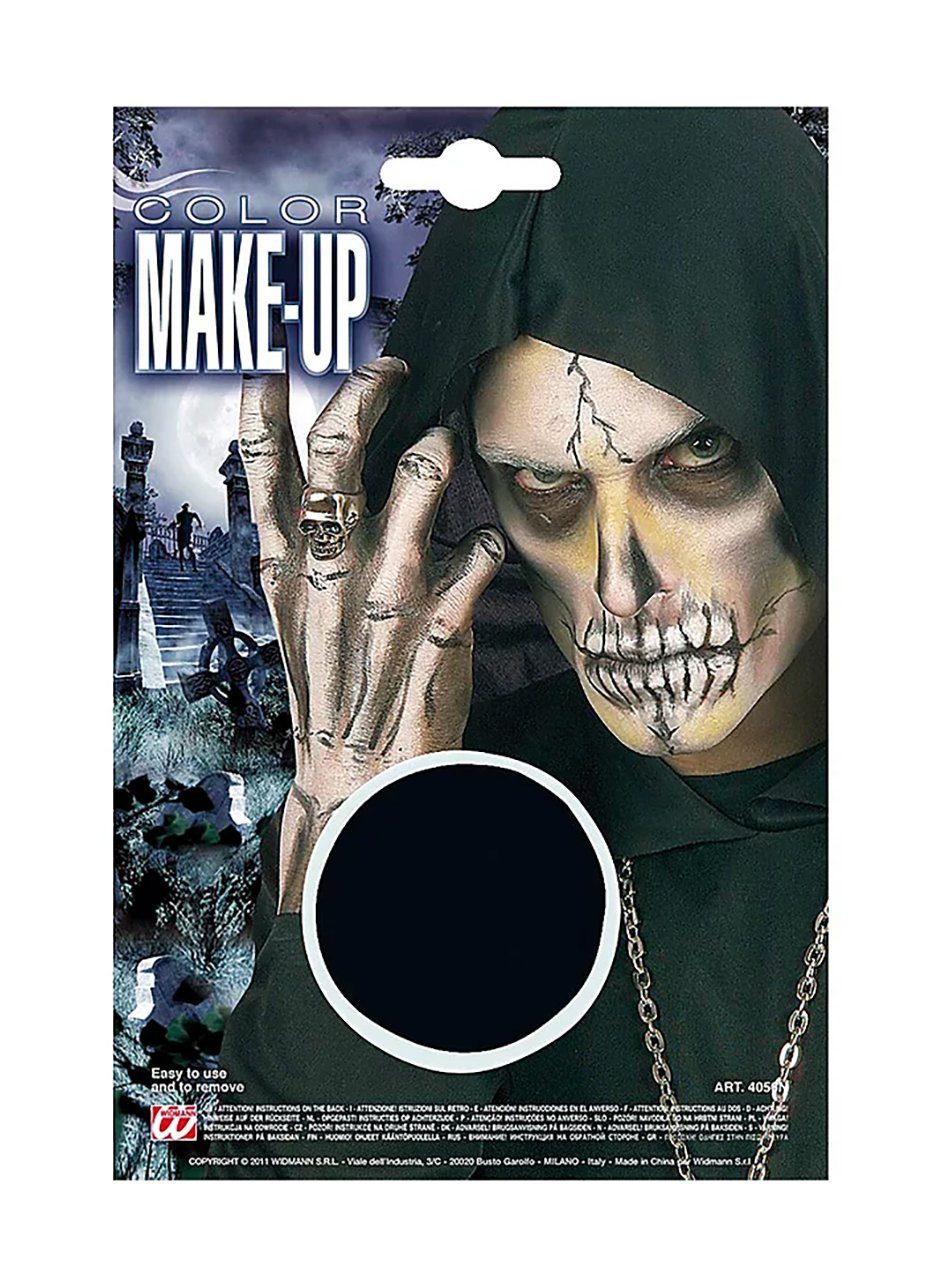 Fun World Theaterschminke Make-Up Grundierung schwarz, Schwarze Grundierungsschminke in runder Schminkdose