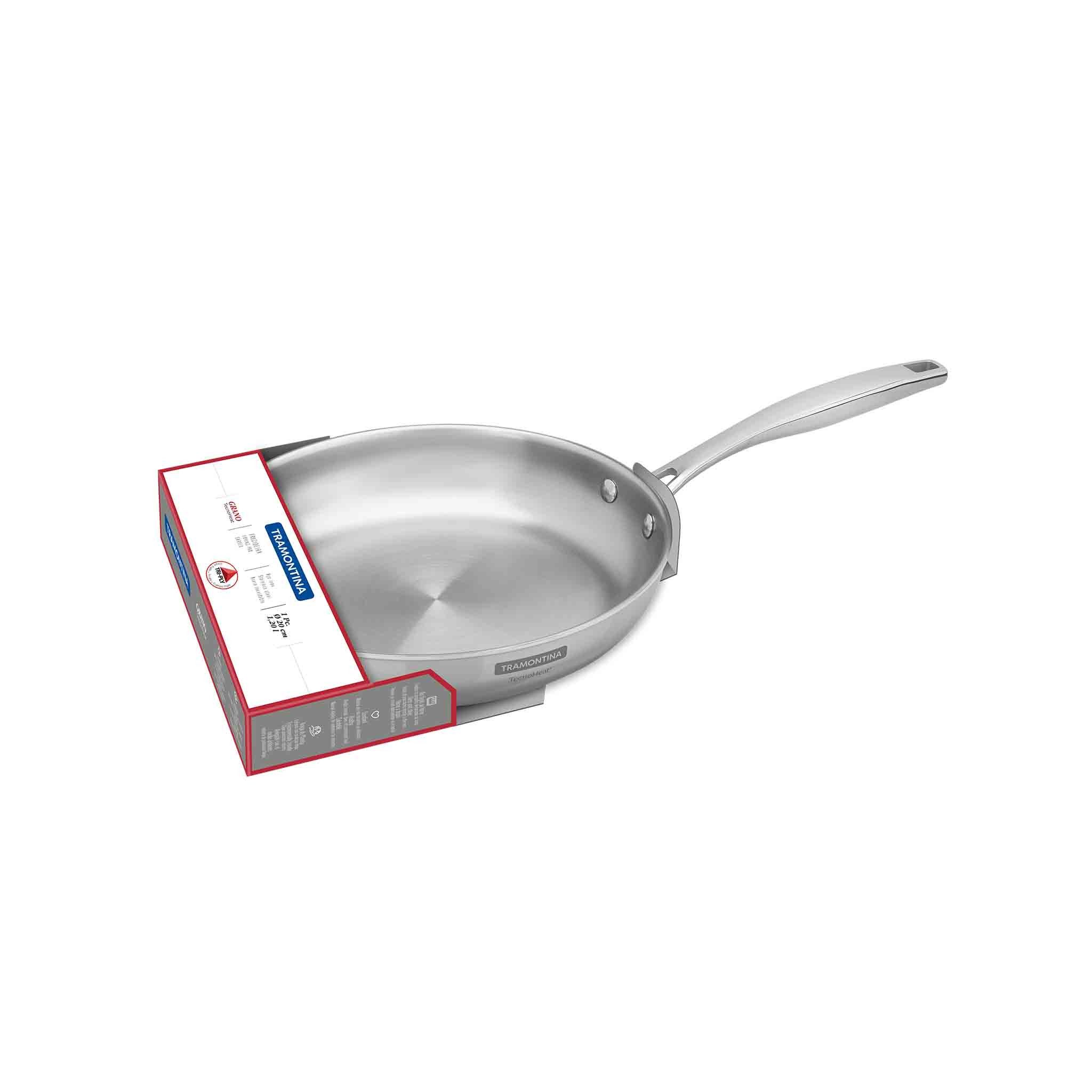 Tramontina Bratpfanne GRANO Pfanne - rostfreier Edelstahl, Edelstahl (1-tlg), unbeschichtet, spülmaschinenfest, für scharfes Anbraten, Induktion
