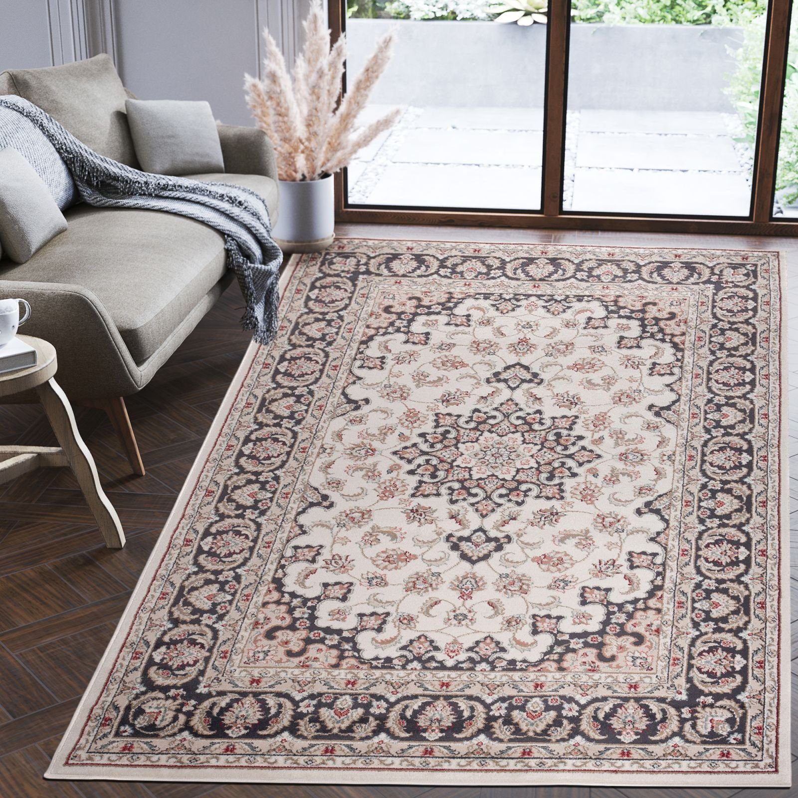 Orientteppich Oriente Teppich - Traditioneller Teppich Orient Beige Schwarz, Mazovia, 120 x 170 cm, Geeignet für Fußbodenheizung, Pflegeleicht, Wohnzimmerteppich | Alle Teppiche