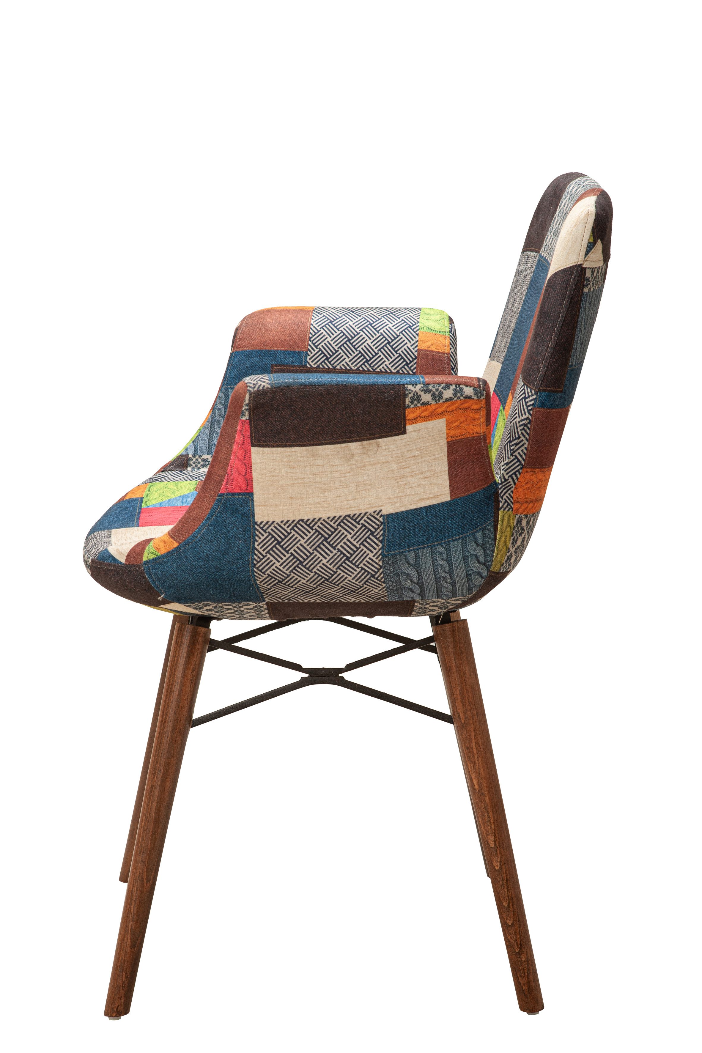 Stuhlmann Esszimmerstuhl Orlando (675C, 1 St), mit Metallgestell und Holzbeinen in Patchwork-Design