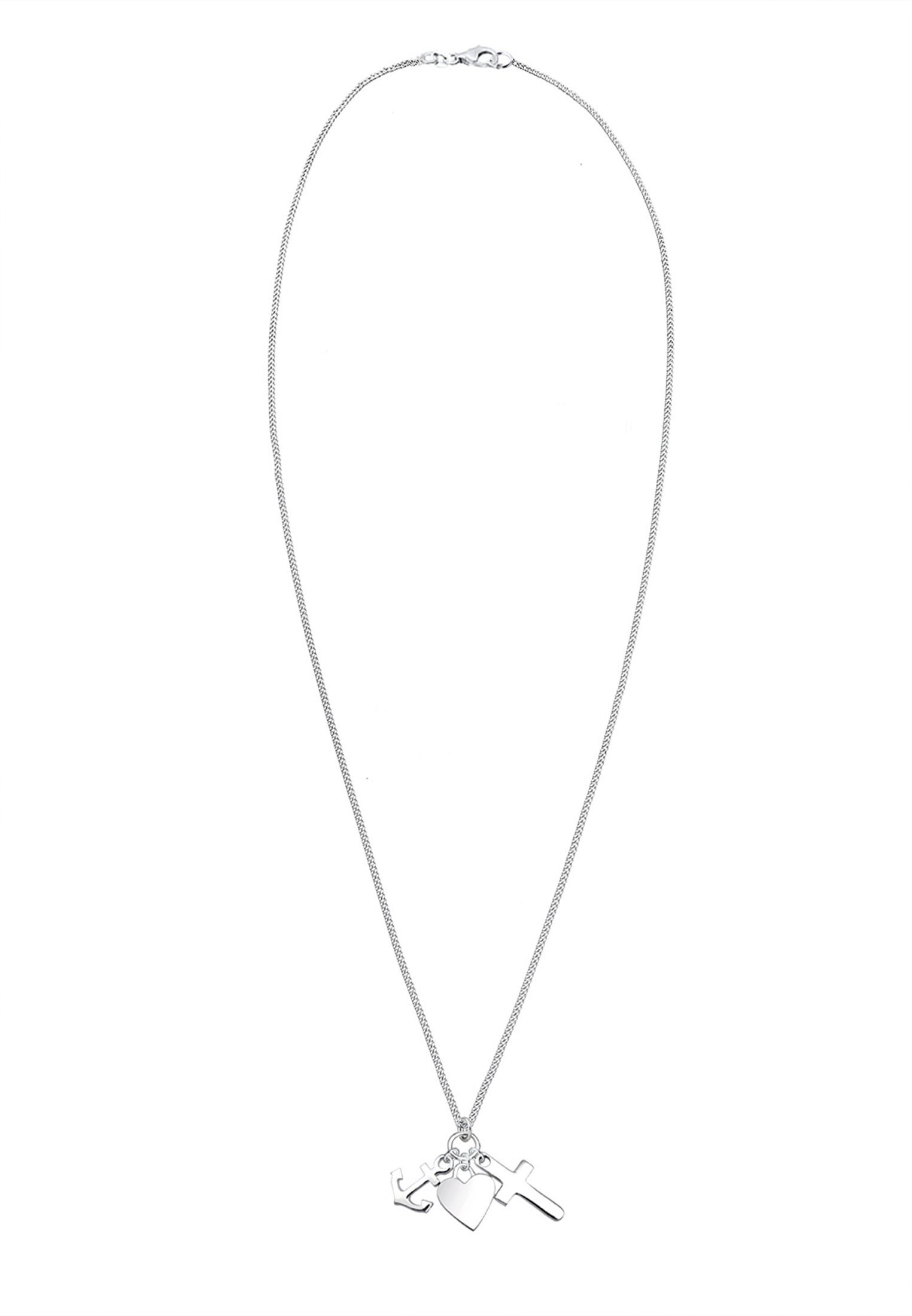 Elli Kette mit Anhänger Herz Anker Kreuz Glaube Liebe Hoffnung 925 Sterling Silber, Anker
