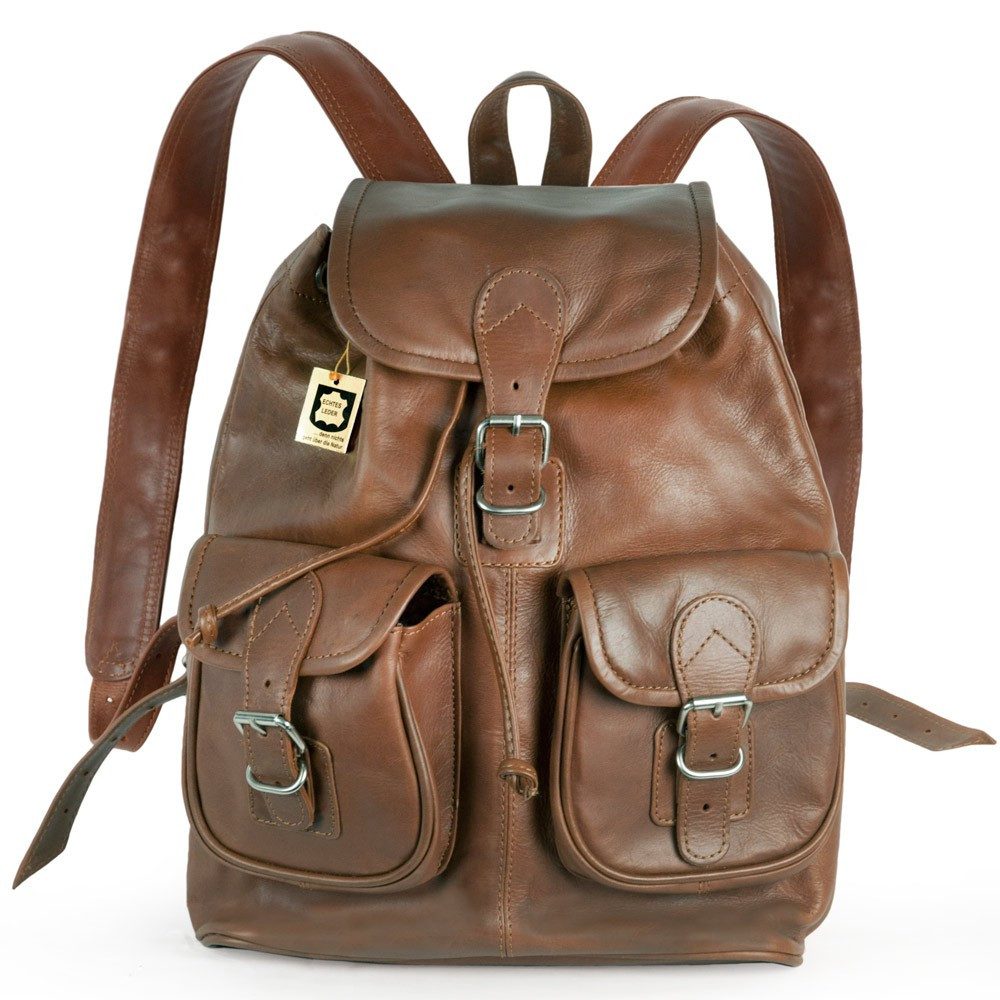 Hamosons Cityrucksack Lederrucksack / Cityrucksack, Gr. M, Kastanien-Braun, Hamosons 559