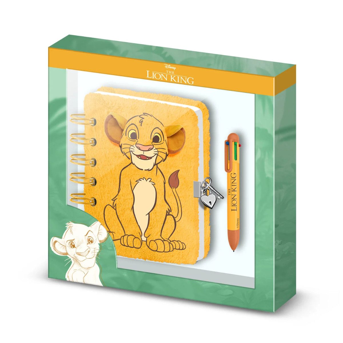Disney The Lion King Notizbuch - Plüsch Tagebuch Set A5 mit Kugelschreiber, Schloss und 2 Schlüsseln