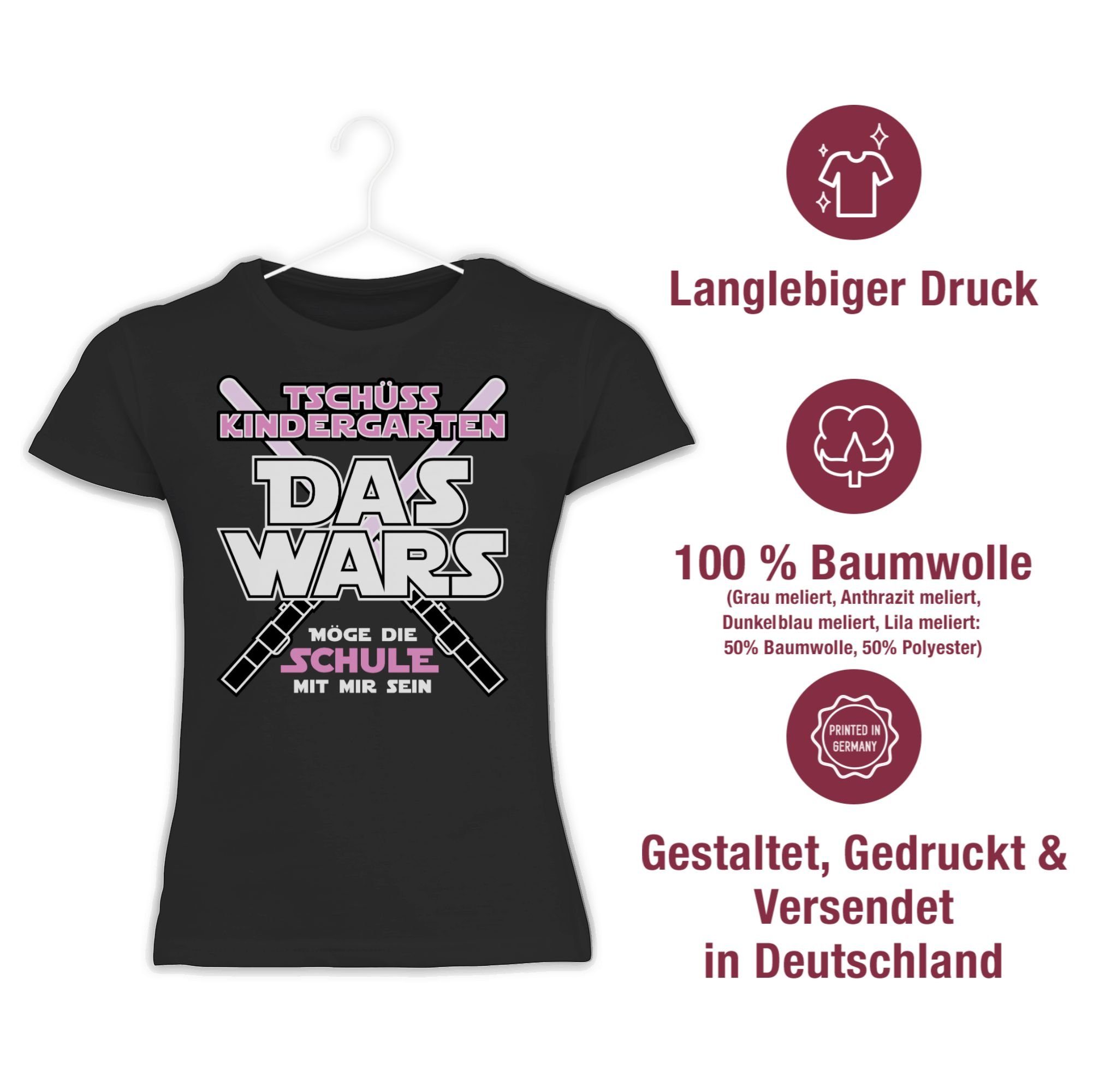 Kindergarten Einschulung Das Mädchen Rosa Schwarz Shirtracer 2 Wars T-Shirt