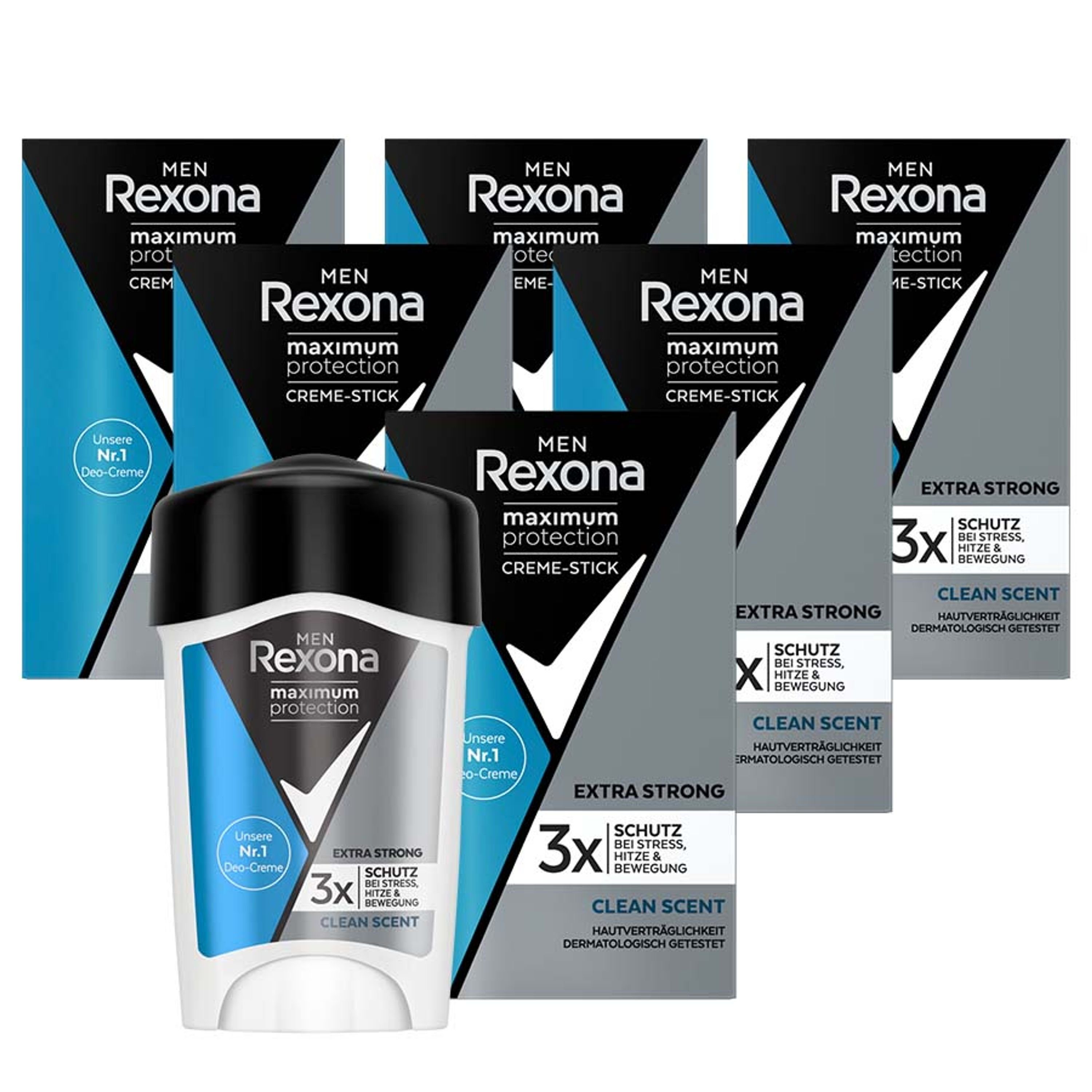 Maximum 6x Deo-Set Rexona Creme Clean Protection Anti-Transpirant Deo Scent 45ml
