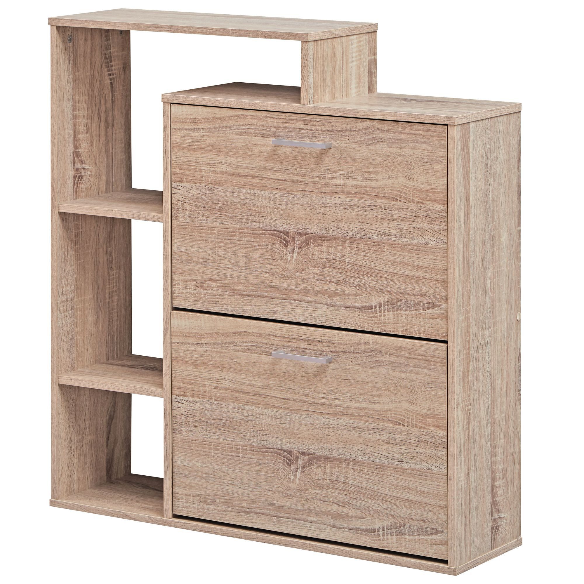 furnicato Schuhschrank 93x85x24 cm Sonoma Eiche Kippbare Schuhkipper-Fächer mit Ablage für deinen Flur