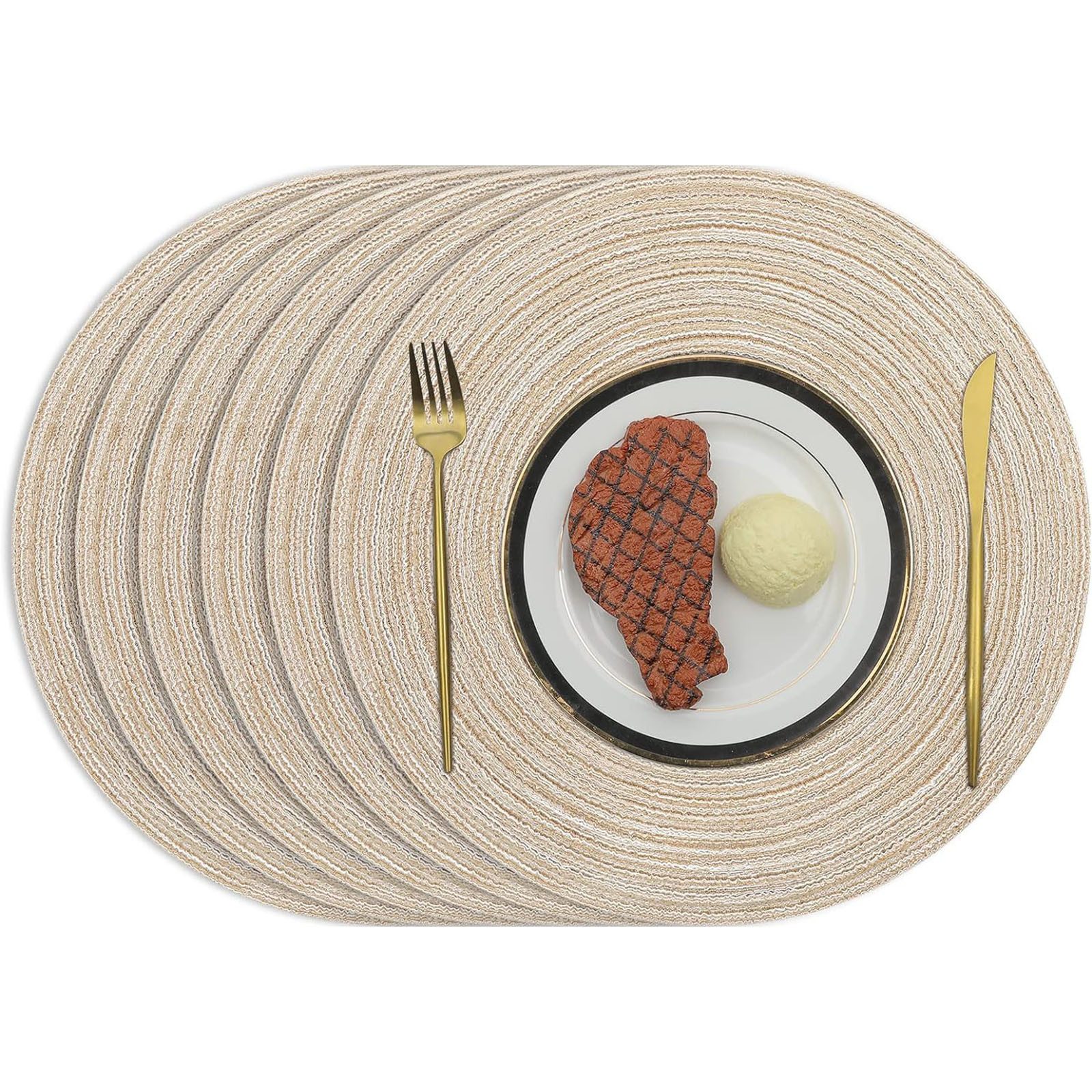 REDOM Platzset 6er Set rund Tischset Tischuntersetzer 38 cm, (Geflochten Ti günstig online kaufen