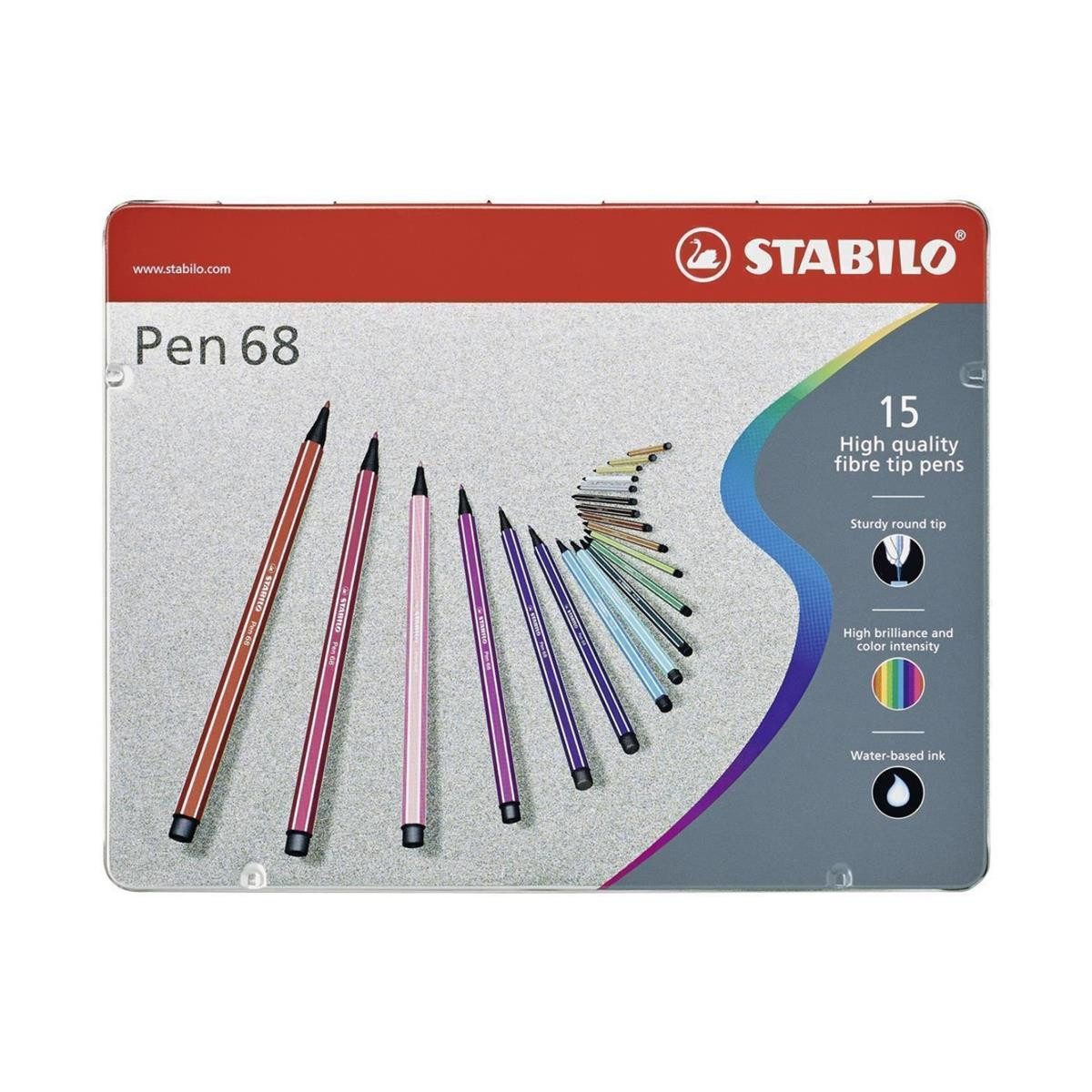 Faserstift STABILO Pen 68 Filzstift - 1 mm - 15er Metalletui