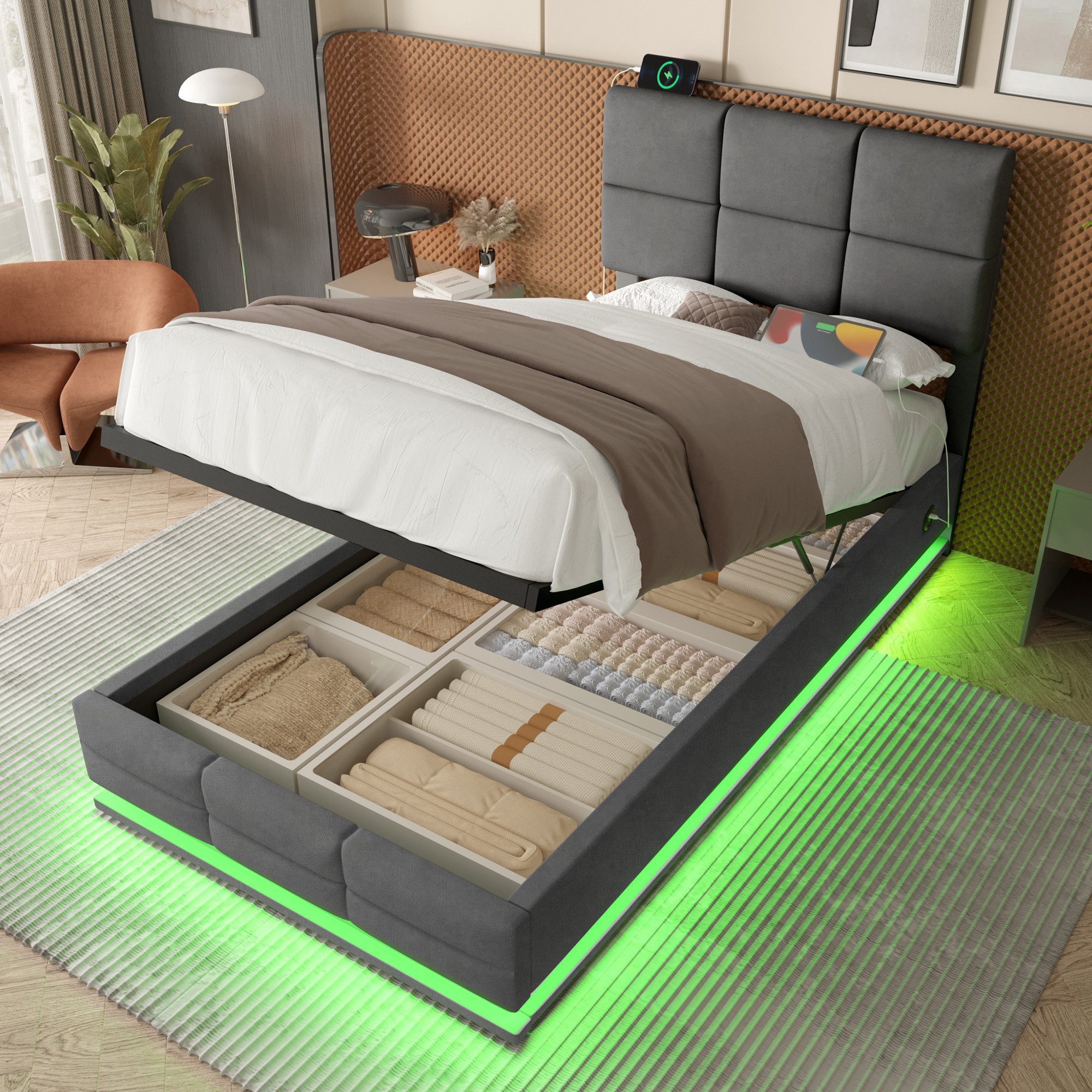 HAUSS SPOLE Polsterbett 90×200 mit bettkasten, günstig online kaufen