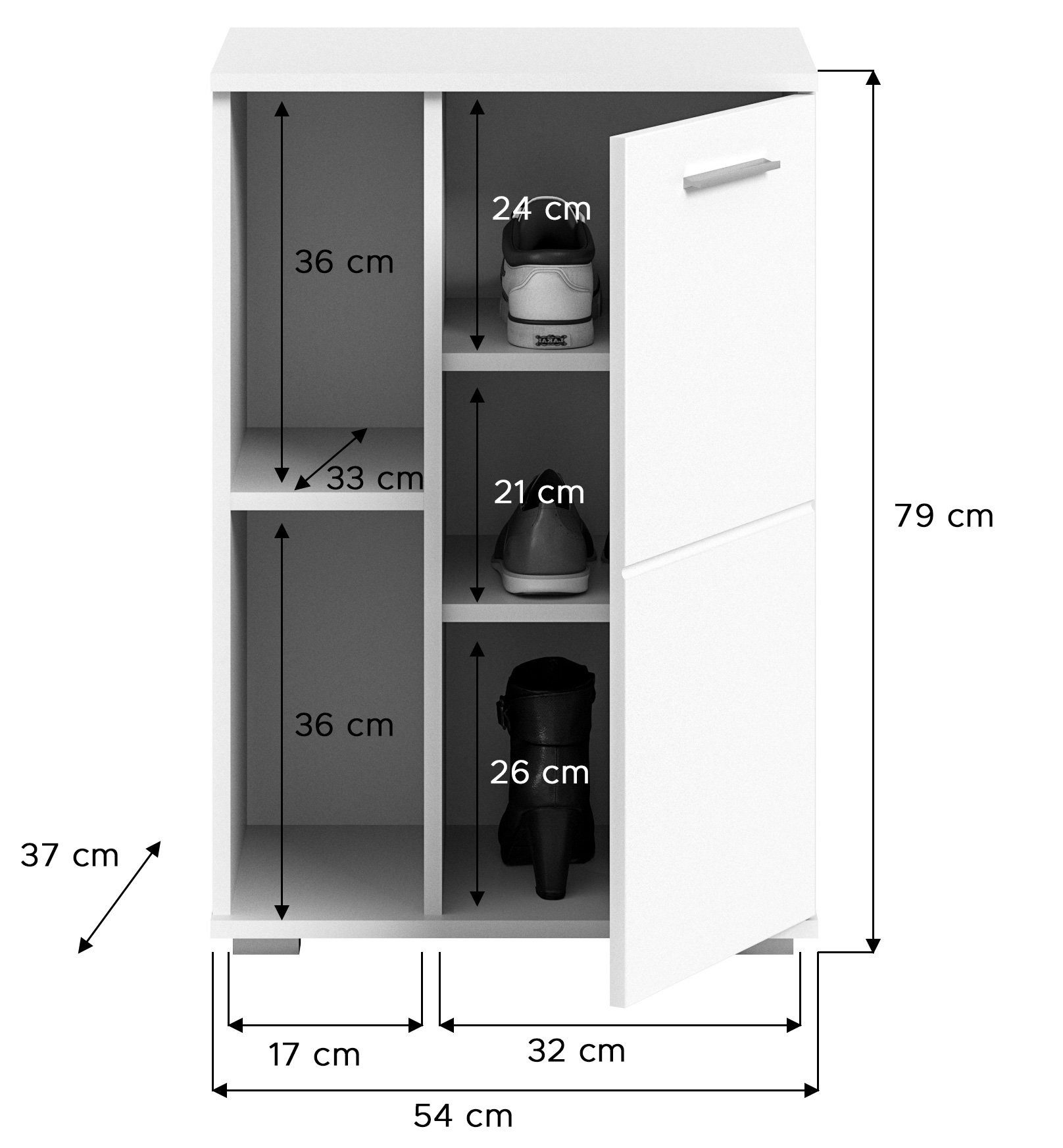 Newroom Schuhschrank Weiß 79 cm Schuhschrank Weiß Hochglanz Schuhregal Schuhkommode Modern Zeitlos...