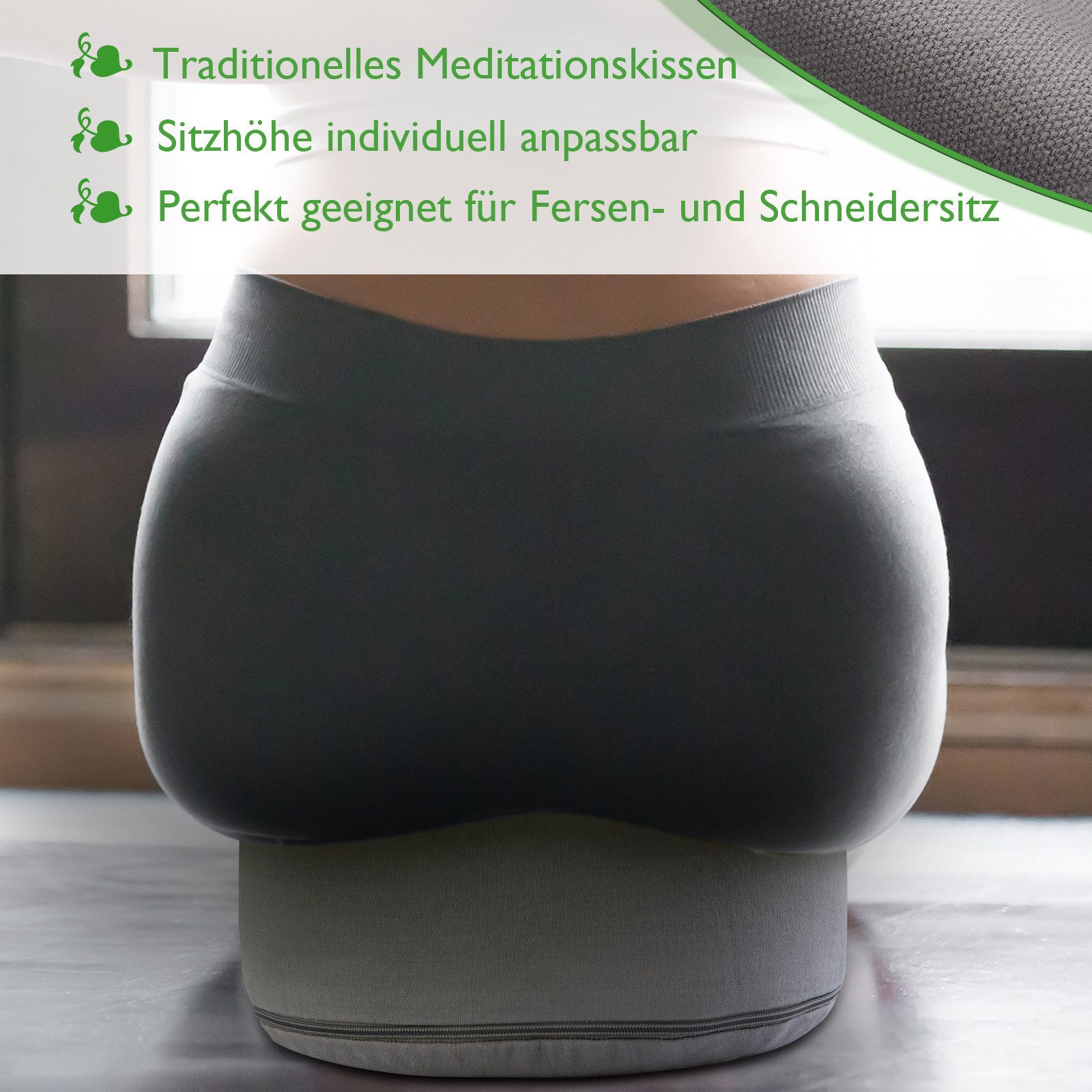 Amagohome Yogakissen Yogakissen Meditationskissen Augenkissen Sitzkissen rund ø31xH20cm Bez
