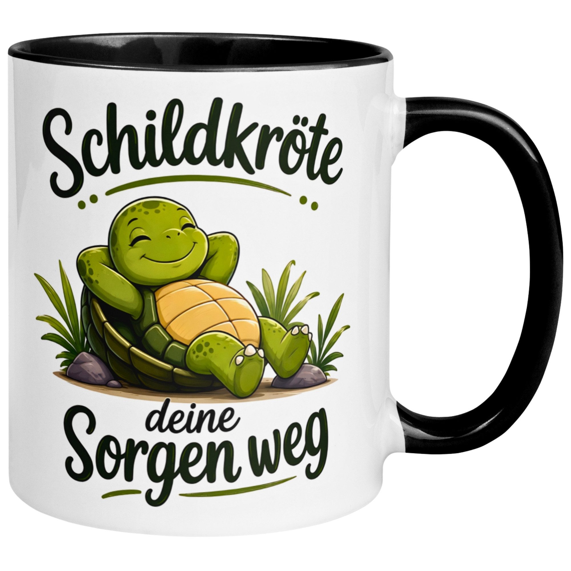 Momentals Tasse Schildkröte – „Schildkröte deine Sorgen weg“ – Schildkröten Geschenk, Gratis Versand · Links-&Rechtshänder · Spülmaschinenfest