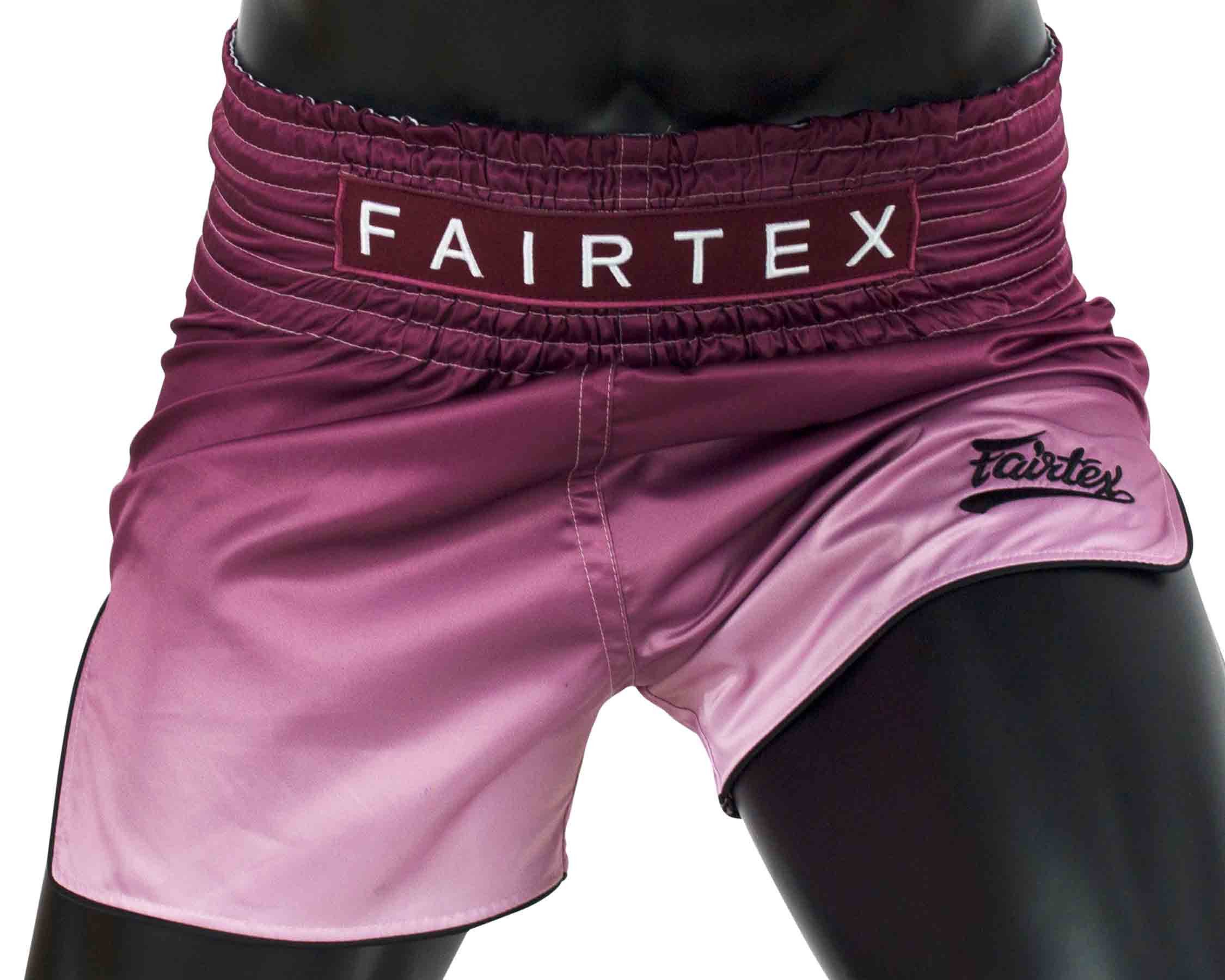 Fairtex Шорты Muay Thai Short Maroon Fade (Packung, 1er-Pack) schmaler Schnitt mit hohem Schlitz