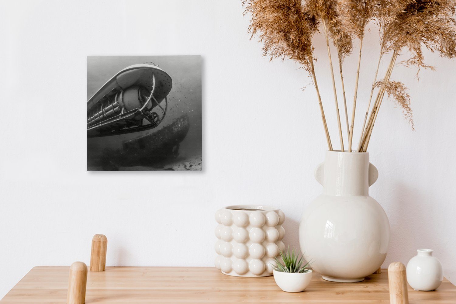 OneMillionCanvasses® Leinwandbild schwarz-weiß, vor Schlafzimmer für in Wohnzimmer in Ein (1 St), Hawaii Leinwand Bilder Oahu U-Boot